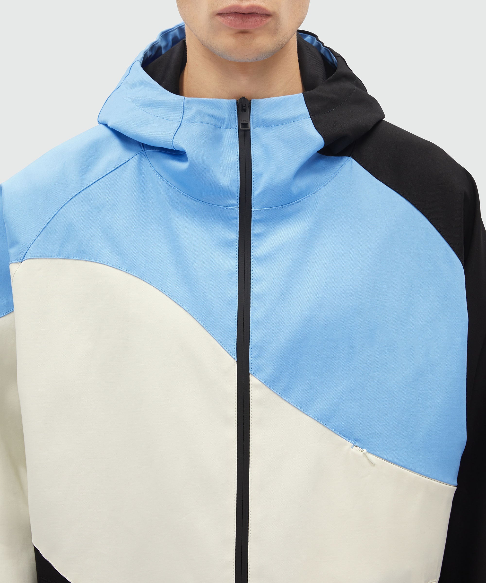 Gabardine hooded jacket with "Tidal Wave" motif - 5