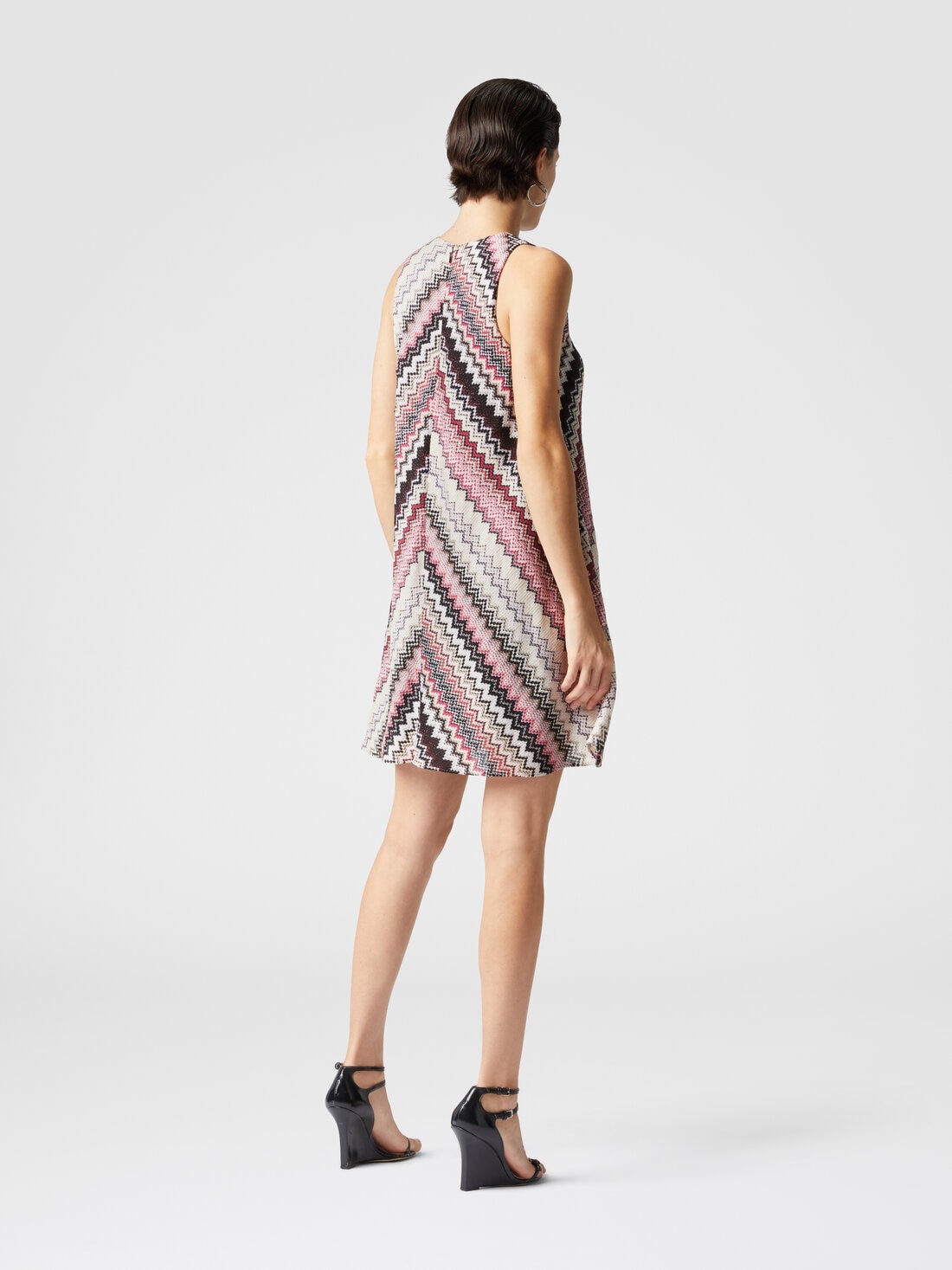 A-line mini-dress with lamé serrated zigzag pattern - 3