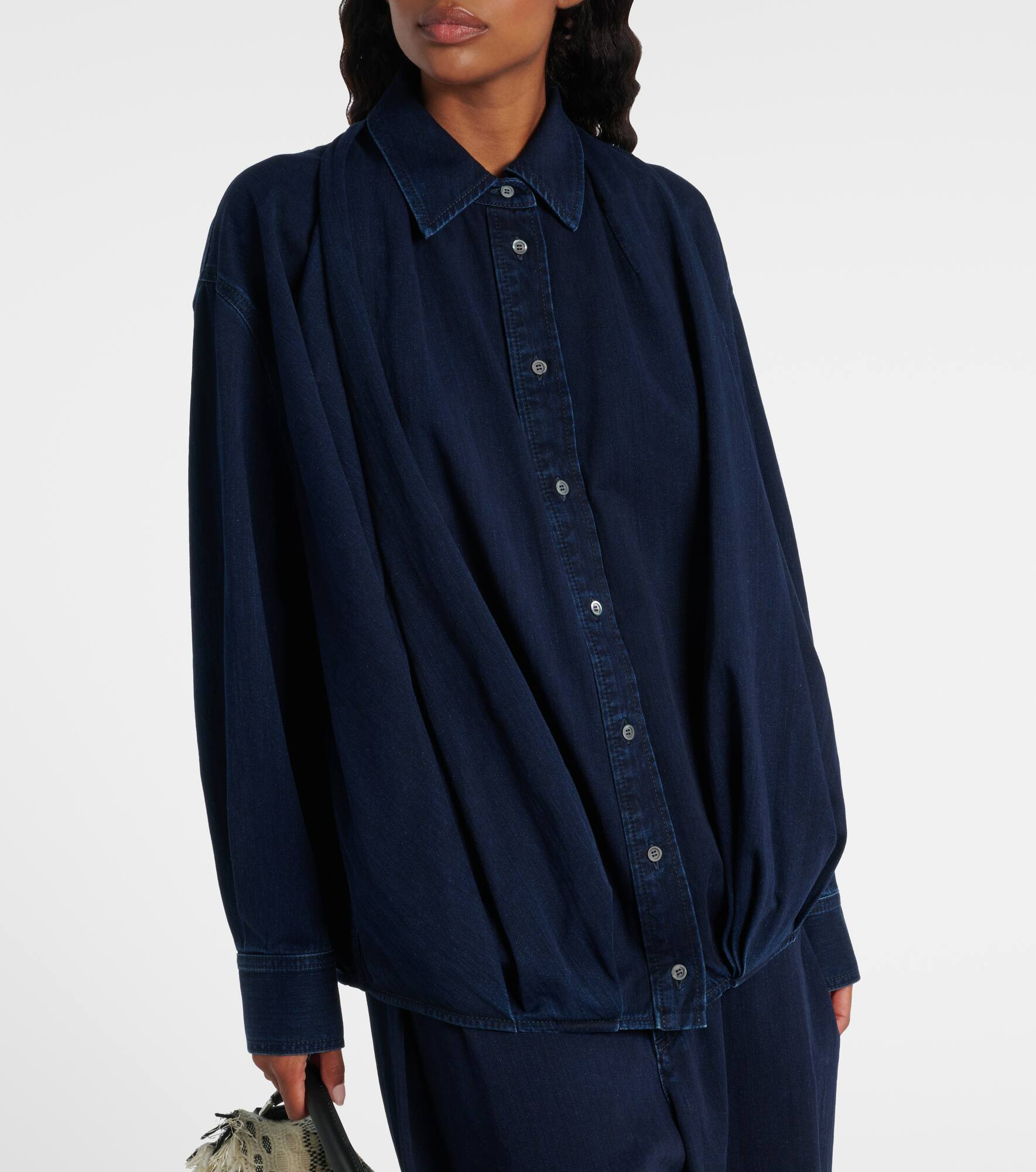 Draped denim shirt - 6