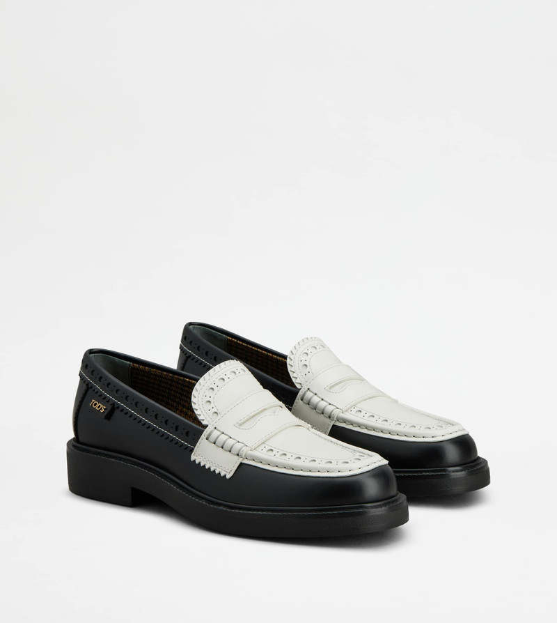 LOAFERS IN LEATHER - BLACK, WHITE 3