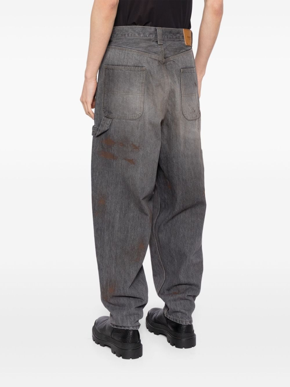 spray-paint effect tapered jeans - 4