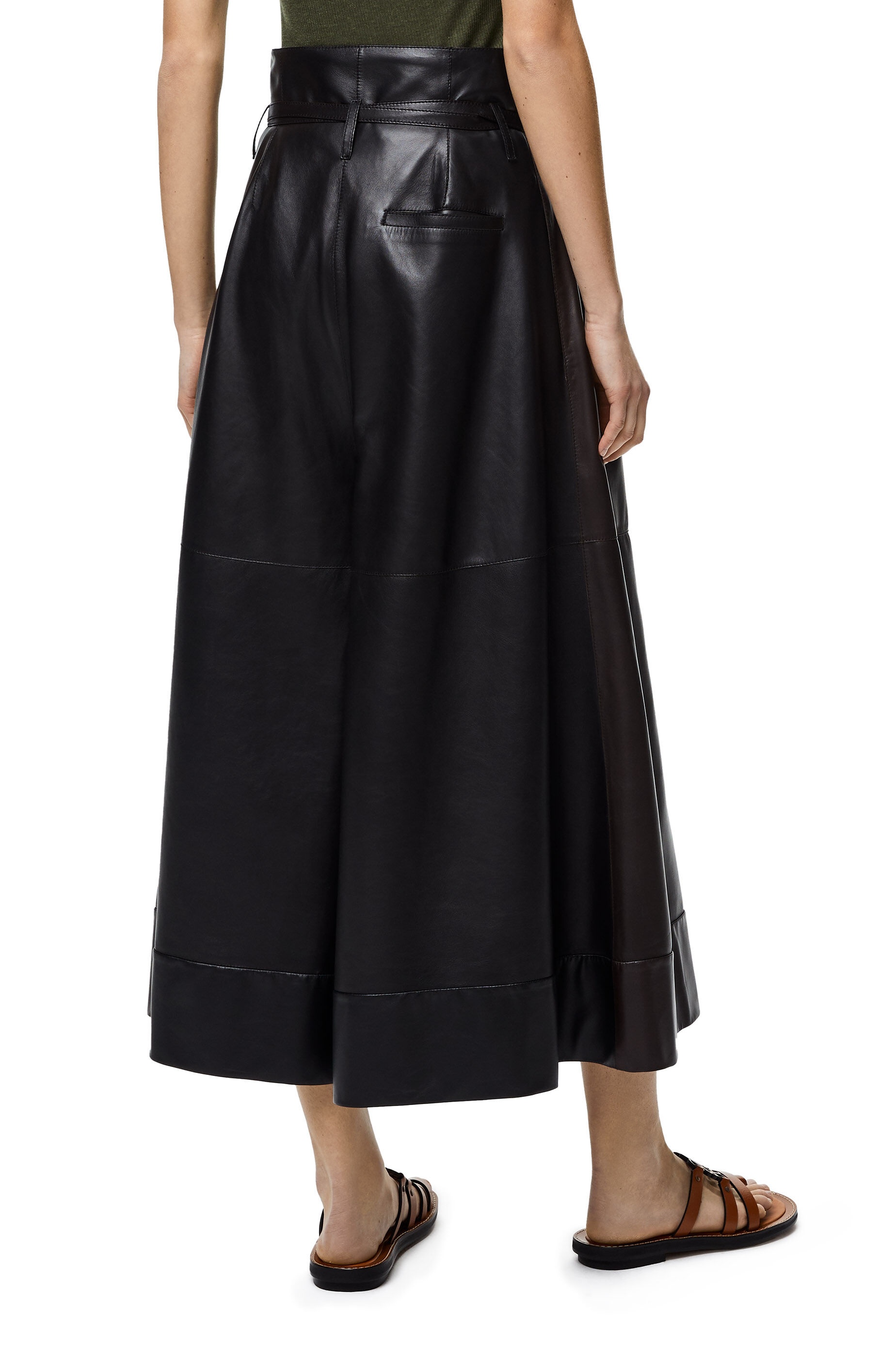 Belted culotte trousers in nappa - 4