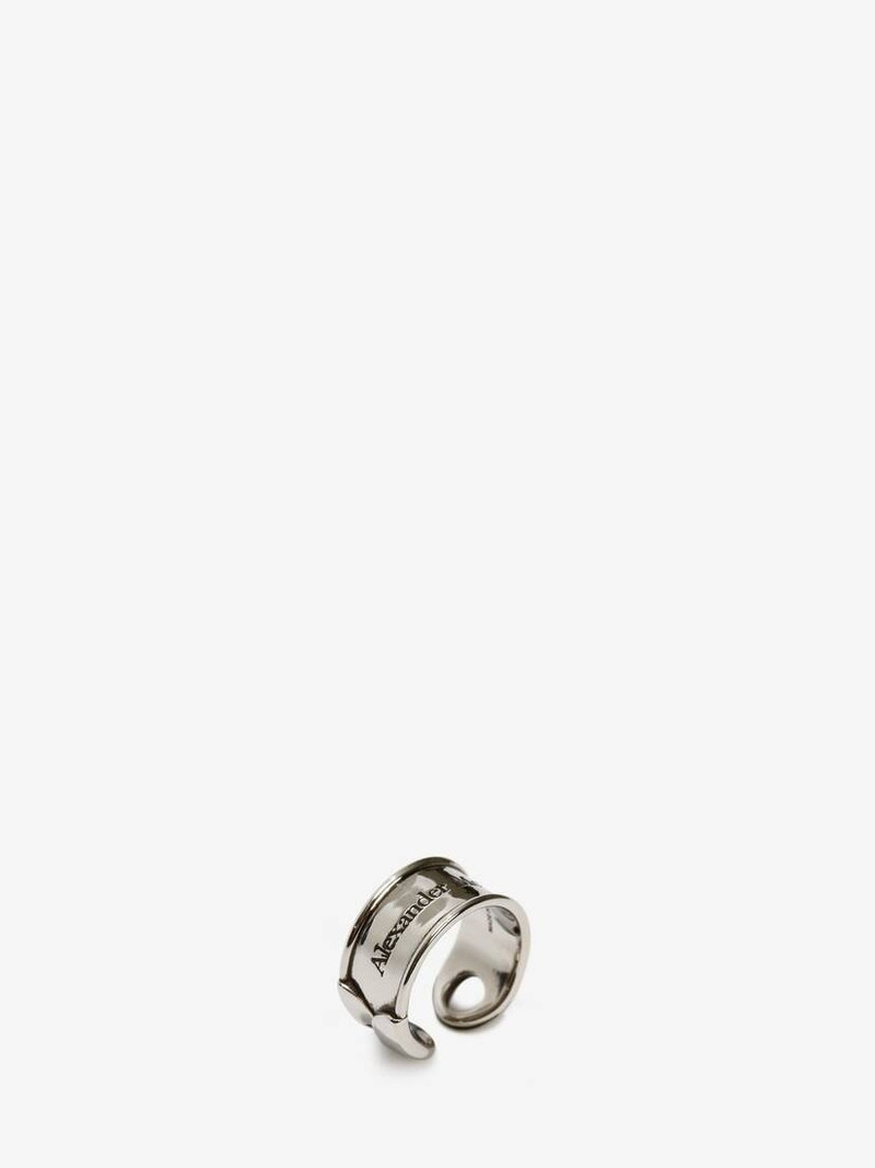 Alexander McQueen Safety Pin Ring in Grey outlook