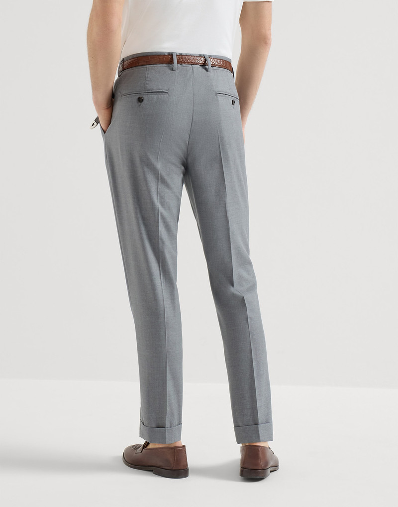 Virgin wool and silk lightweight hopsack trousers 3