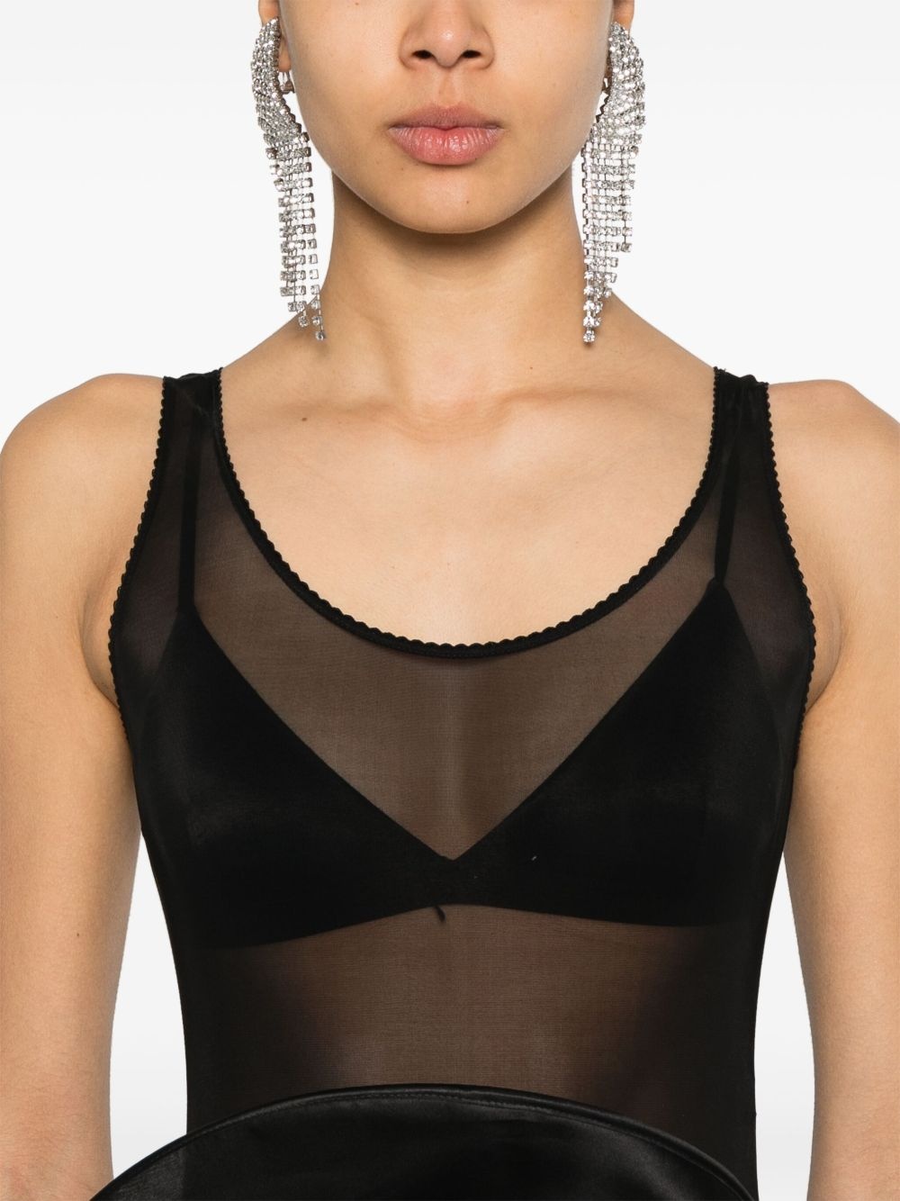 mesh scalloped bodysuit - 5