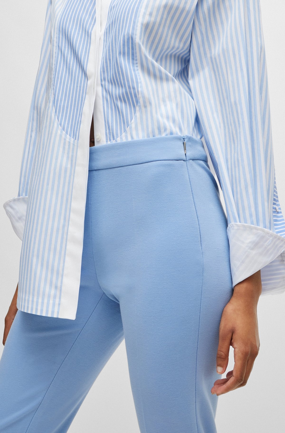 REGULAR-FIT TROUSERS IN STRETCH FABRIC WITH TAPERED LEG - 5