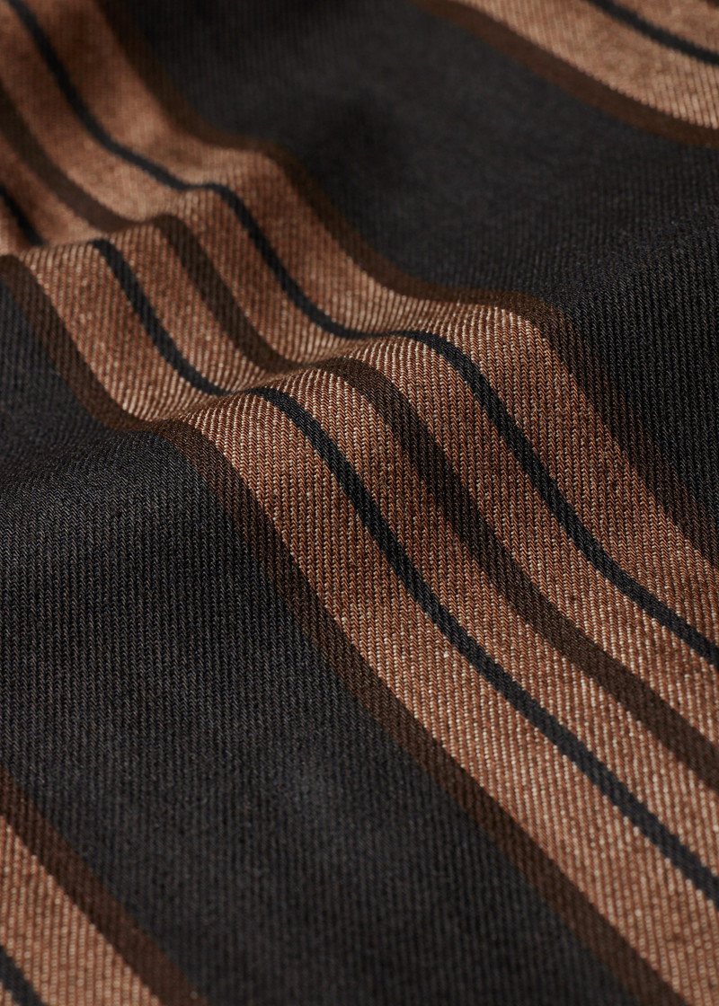 Brown Stripe Cotton Double-Pocket Overshirt 9