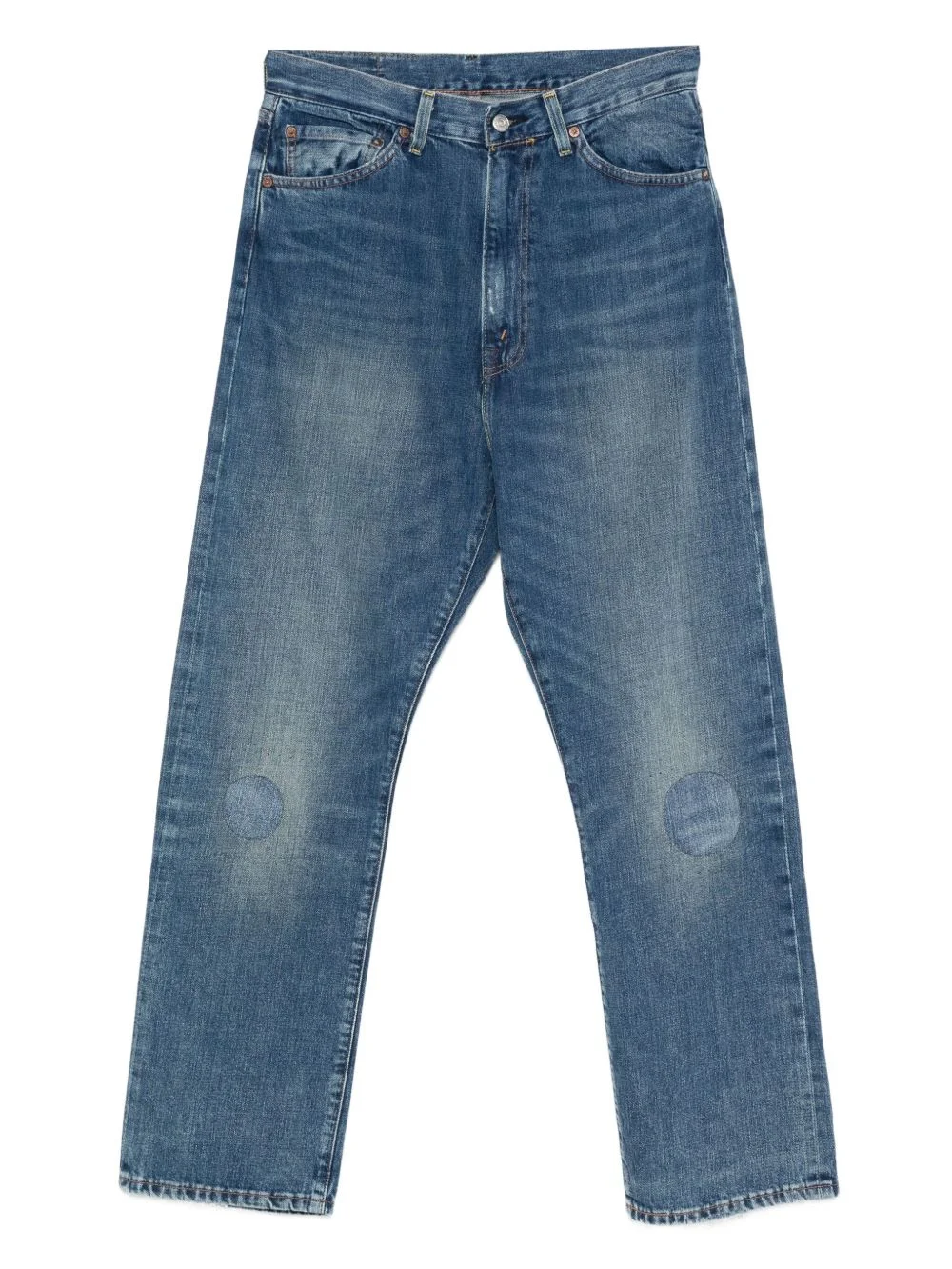 knee-patch faded jeans - 1