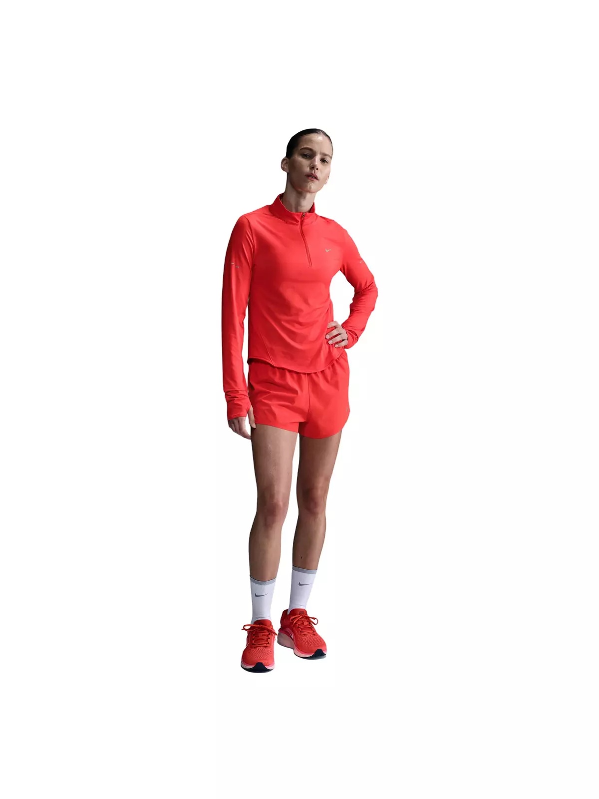 Women's Swift Dri-FIT UV 1/4-Zip Running Top-Red - 4