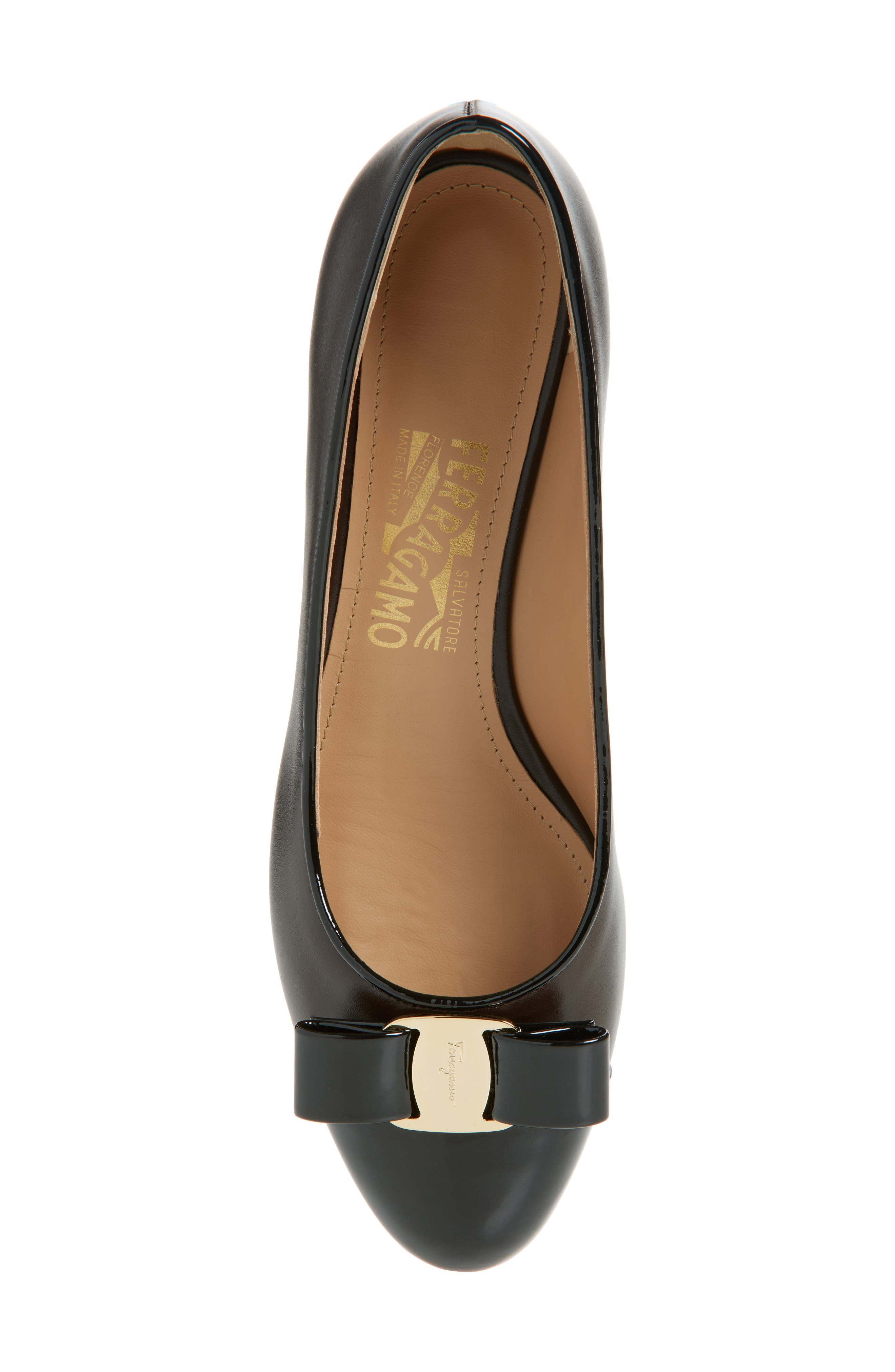 FERRAGAMO Vara Bow Cap Toe Pump in Nero at Nordstrom - 5