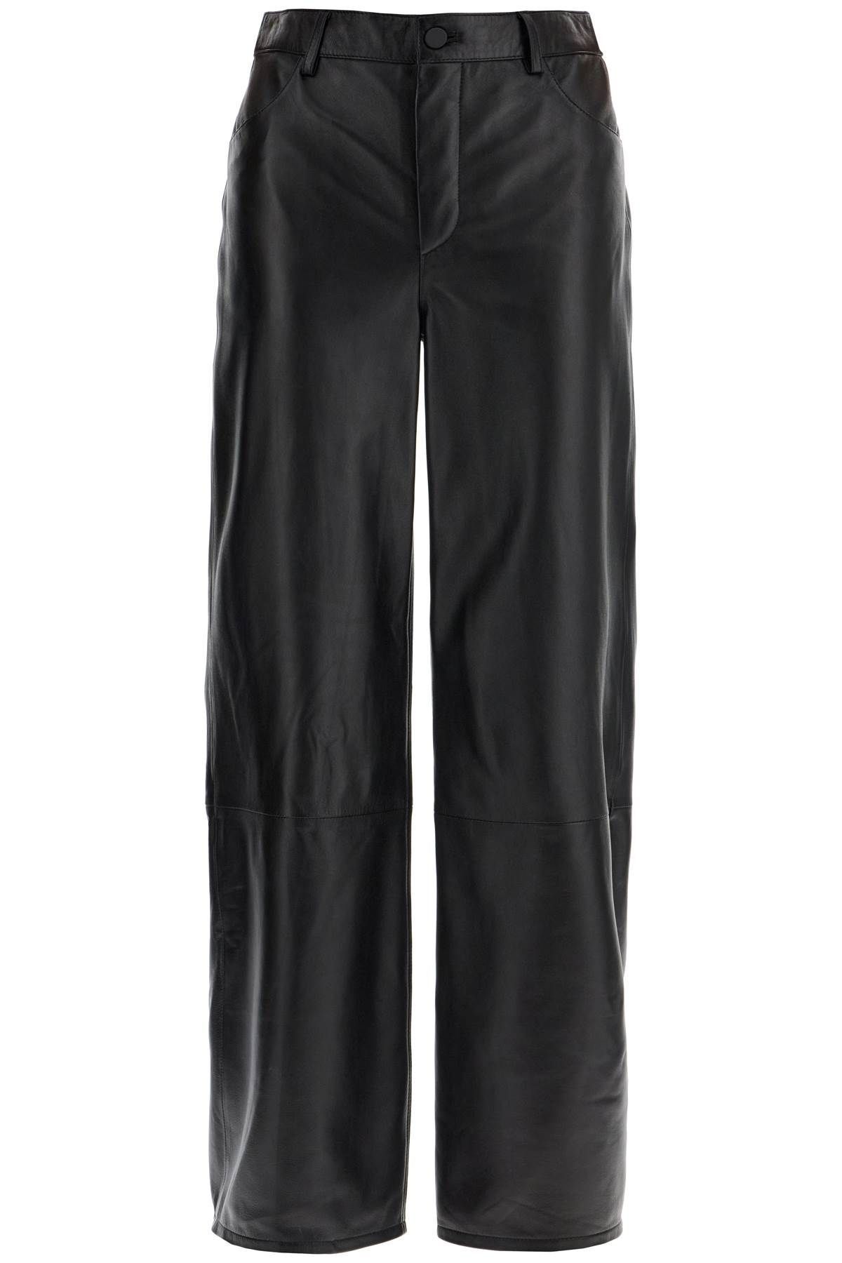Loulou de Saison HIGH-WAISTED WIDE-LEG BLACK LEATHER PANTS | REVERSIBLE