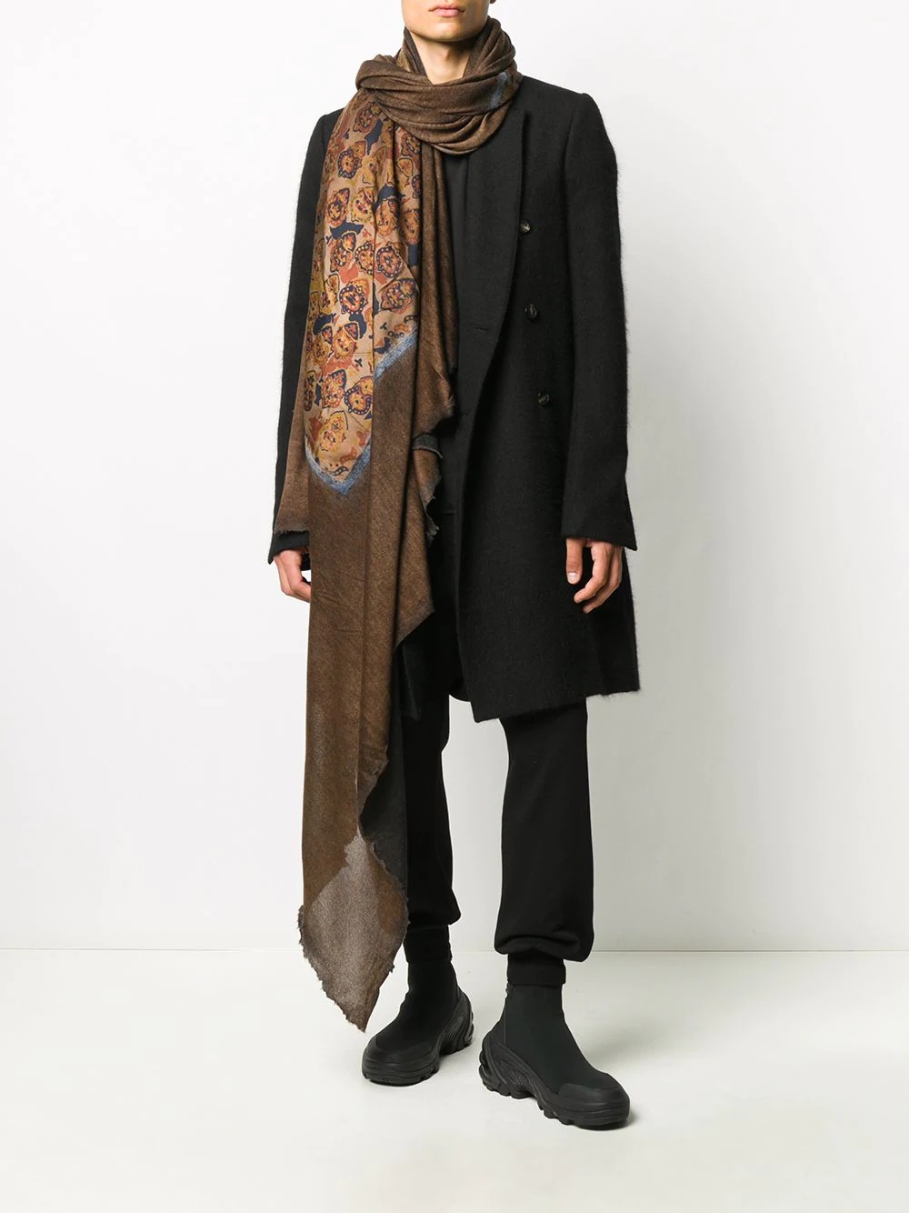 asymmetric pattern-print oversized scarf - 2