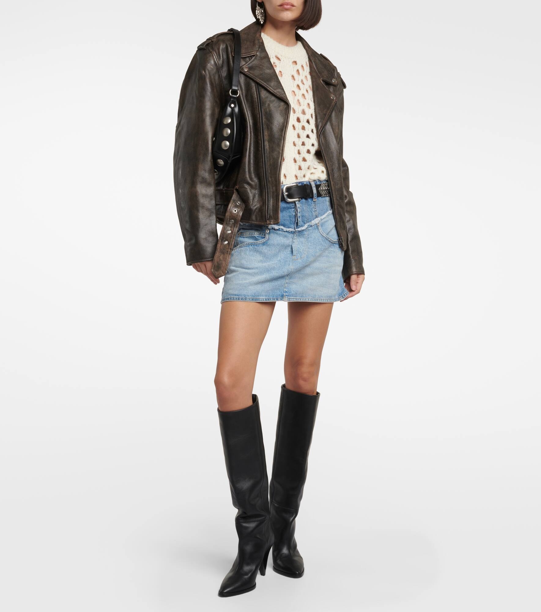 High-rise denim miniskirt - 2