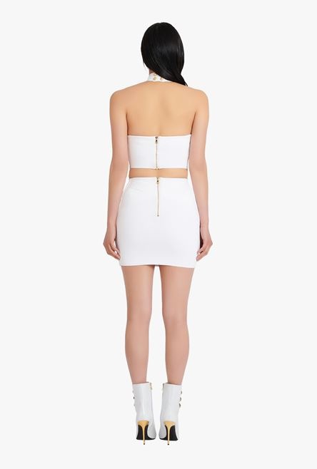 Short ivory and white knit bandage skirt - 3