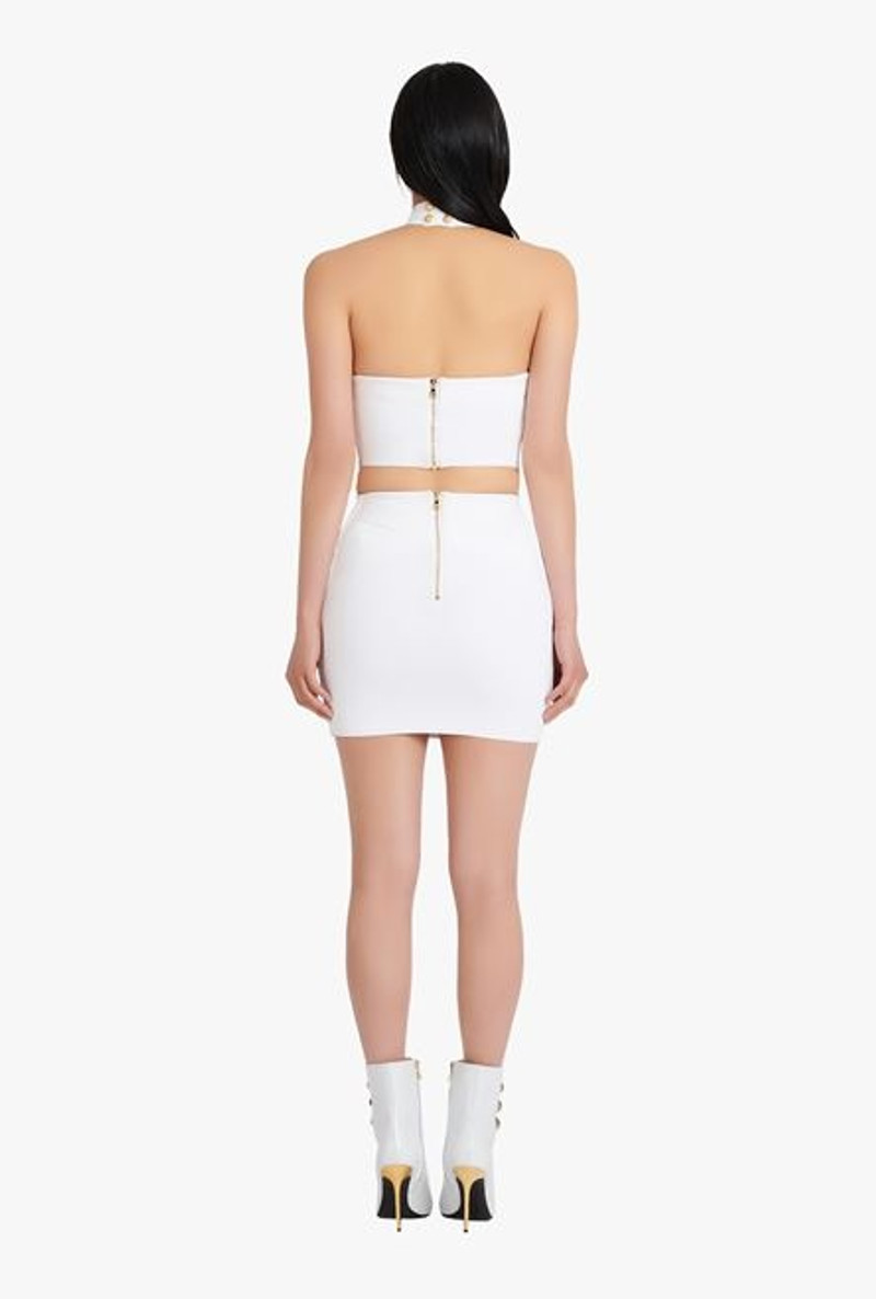 Short ivory and white knit bandage skirt 3
