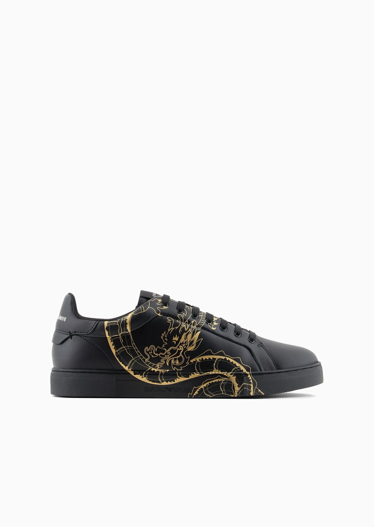 dragon-print leather sneakers - 1