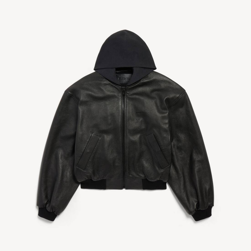 Men's Patched Hooded Jacket in Black 1