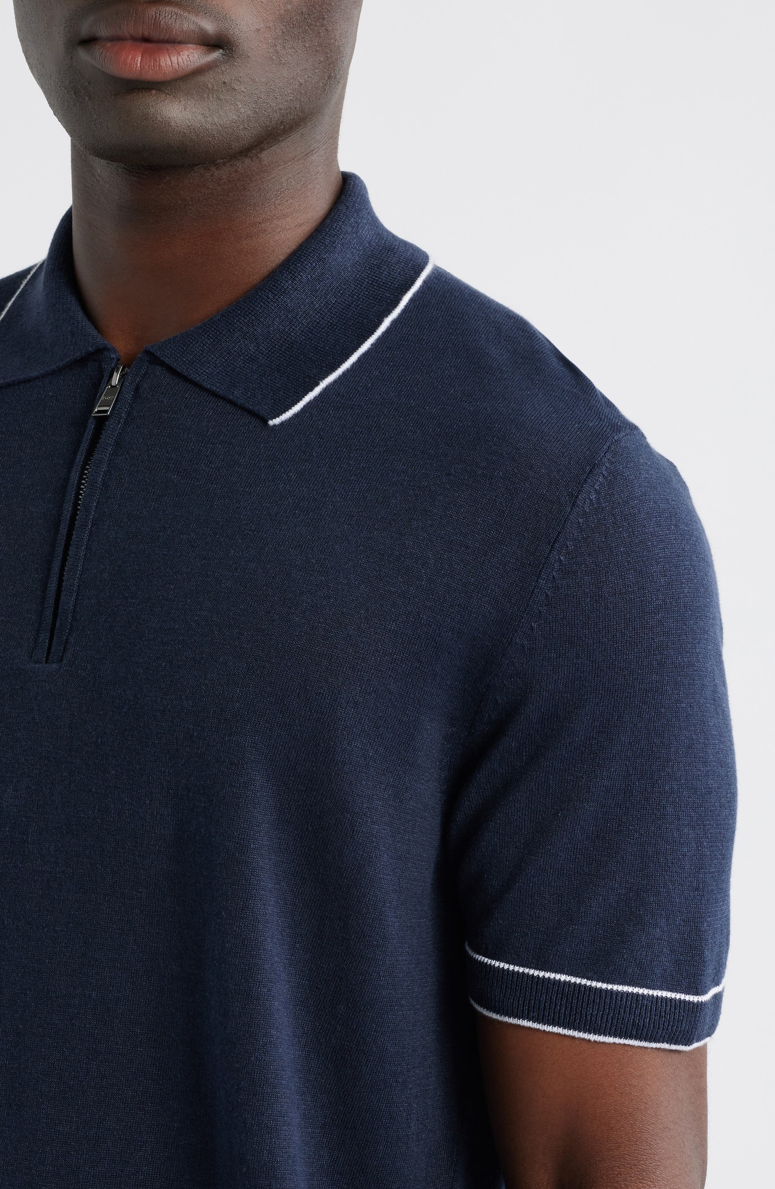 BOSS Jiovanotto Quarter Zip Polo in Dark Blue at Nordstrom - 4
