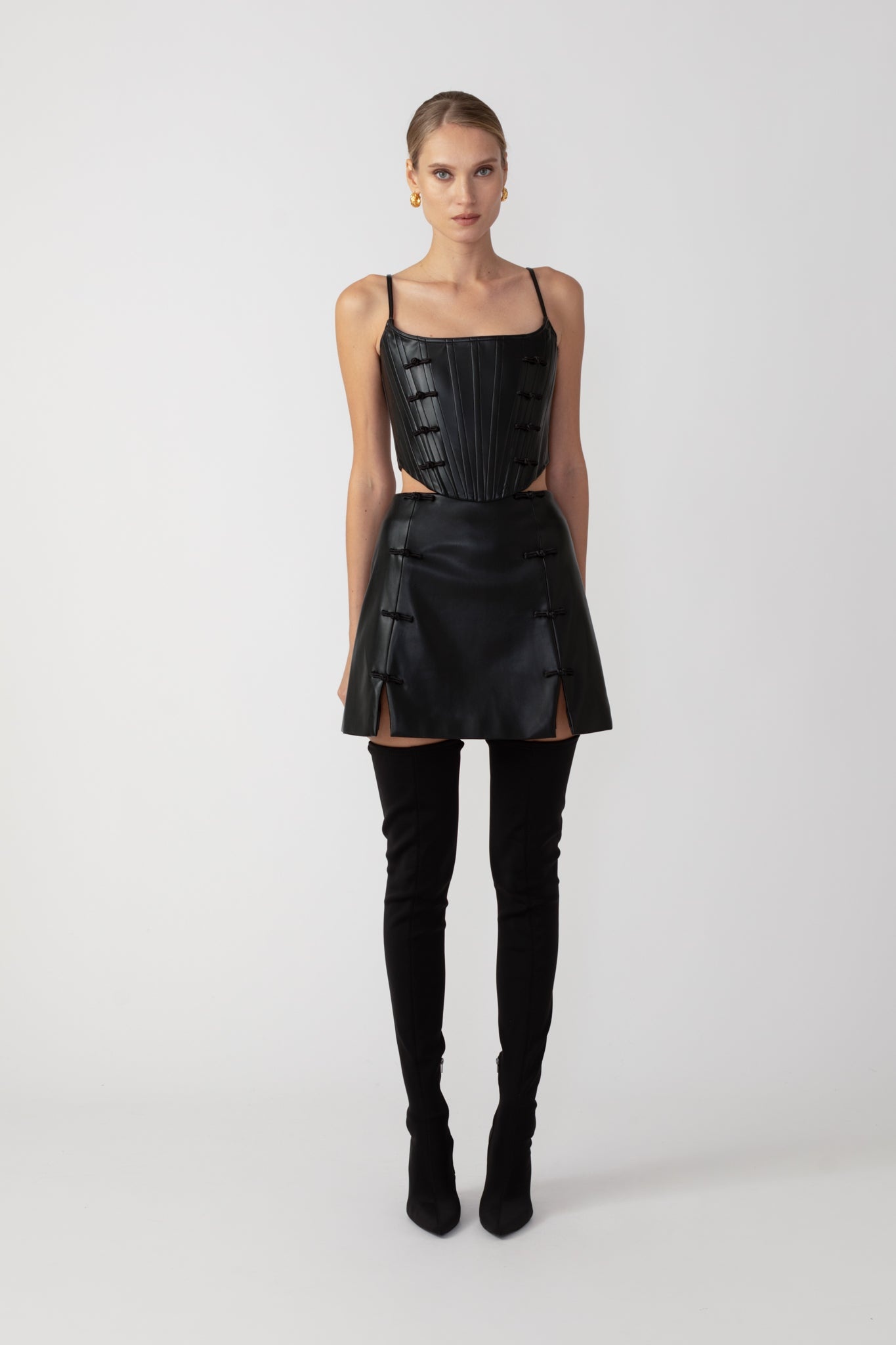 NADIA FAUX LEATHER CORSET TOP - 4
