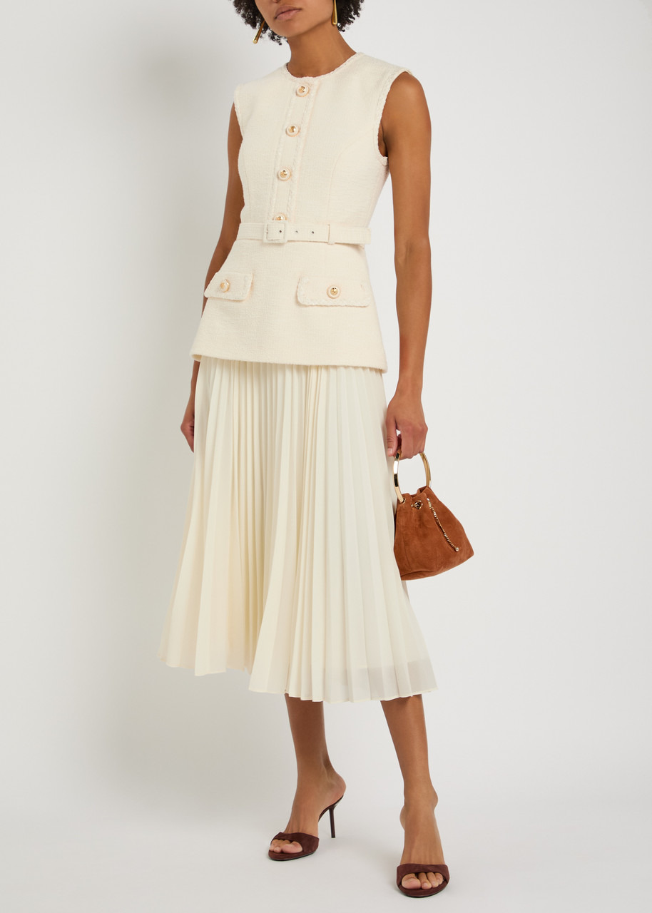 Rebecca Vallance Jonie Layered Tweed and Chiffon Midi Dress - 4