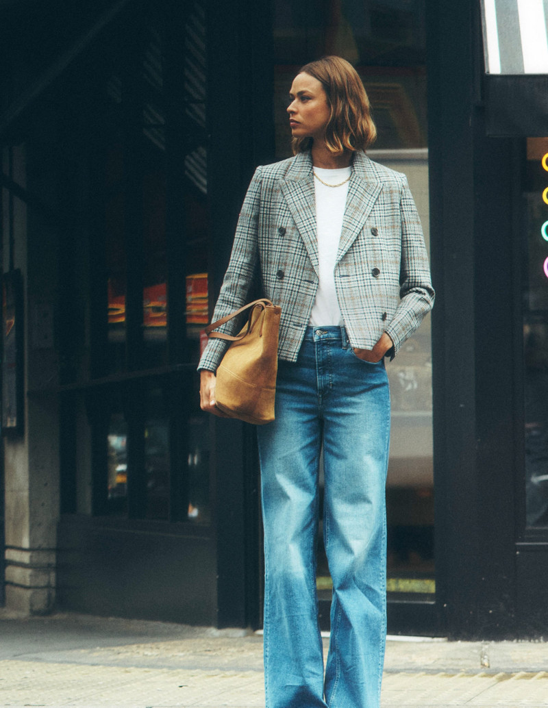 Boxy Double Breasted Blazer-Blue and Grey Prince of Wales 7