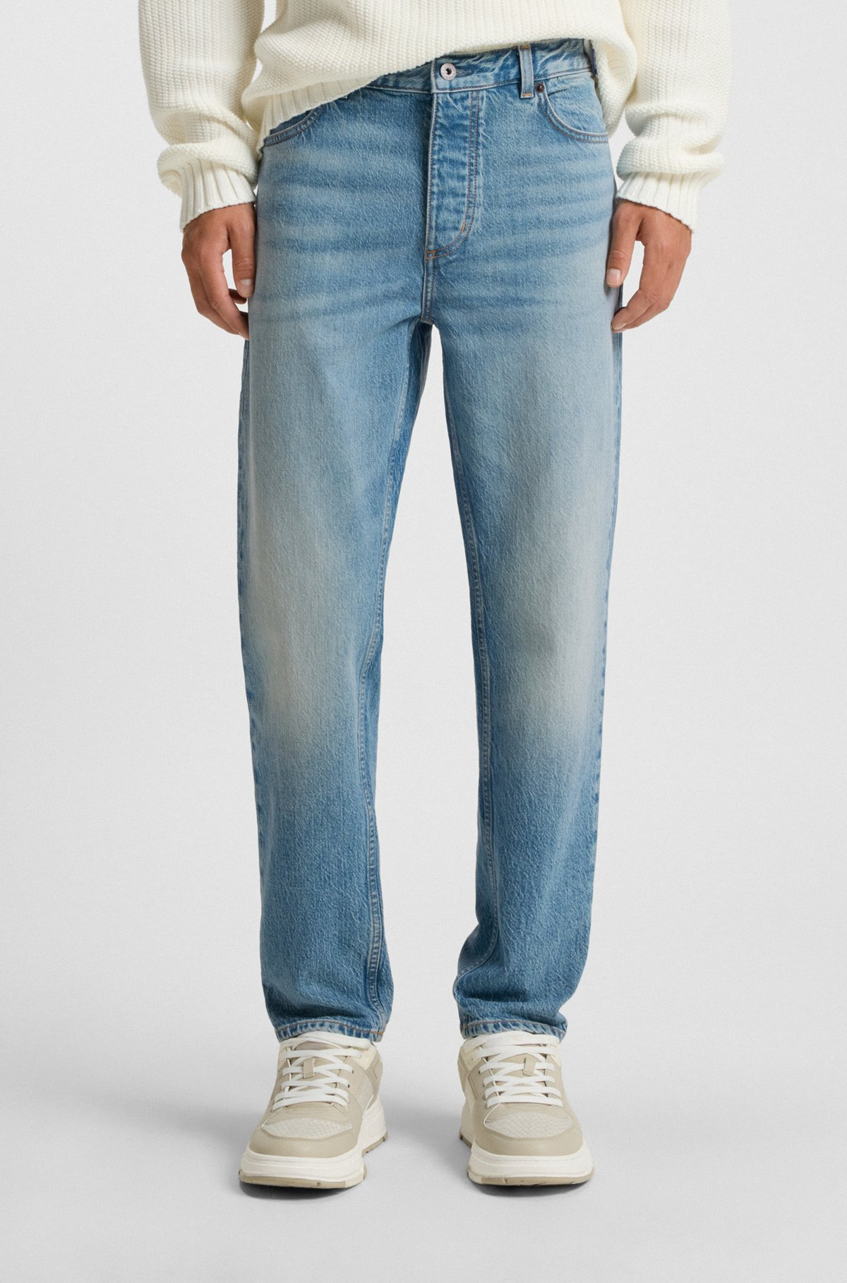 TAPERED-FIT JEANS IN GREEN-CAST STRETCH DENIM - 2