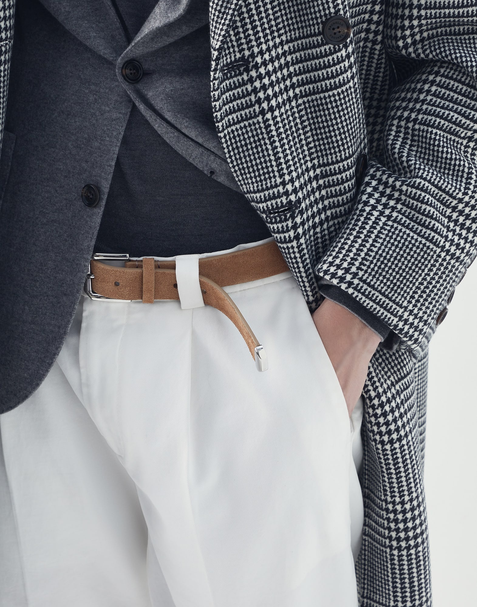 Sueded calfskin belt with square buckle - 3