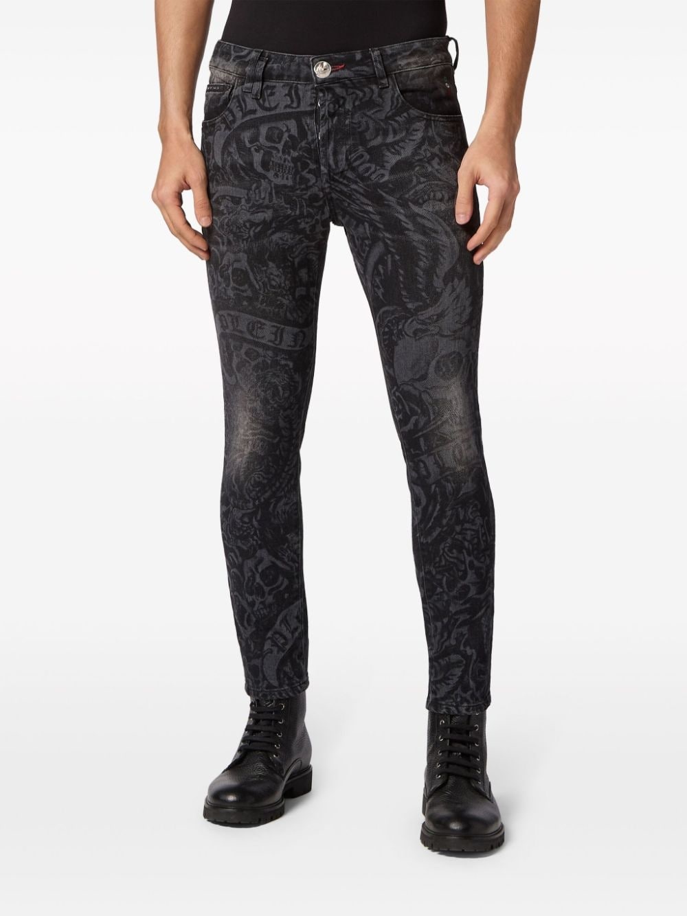 tattoo-print skinny jeans - 3