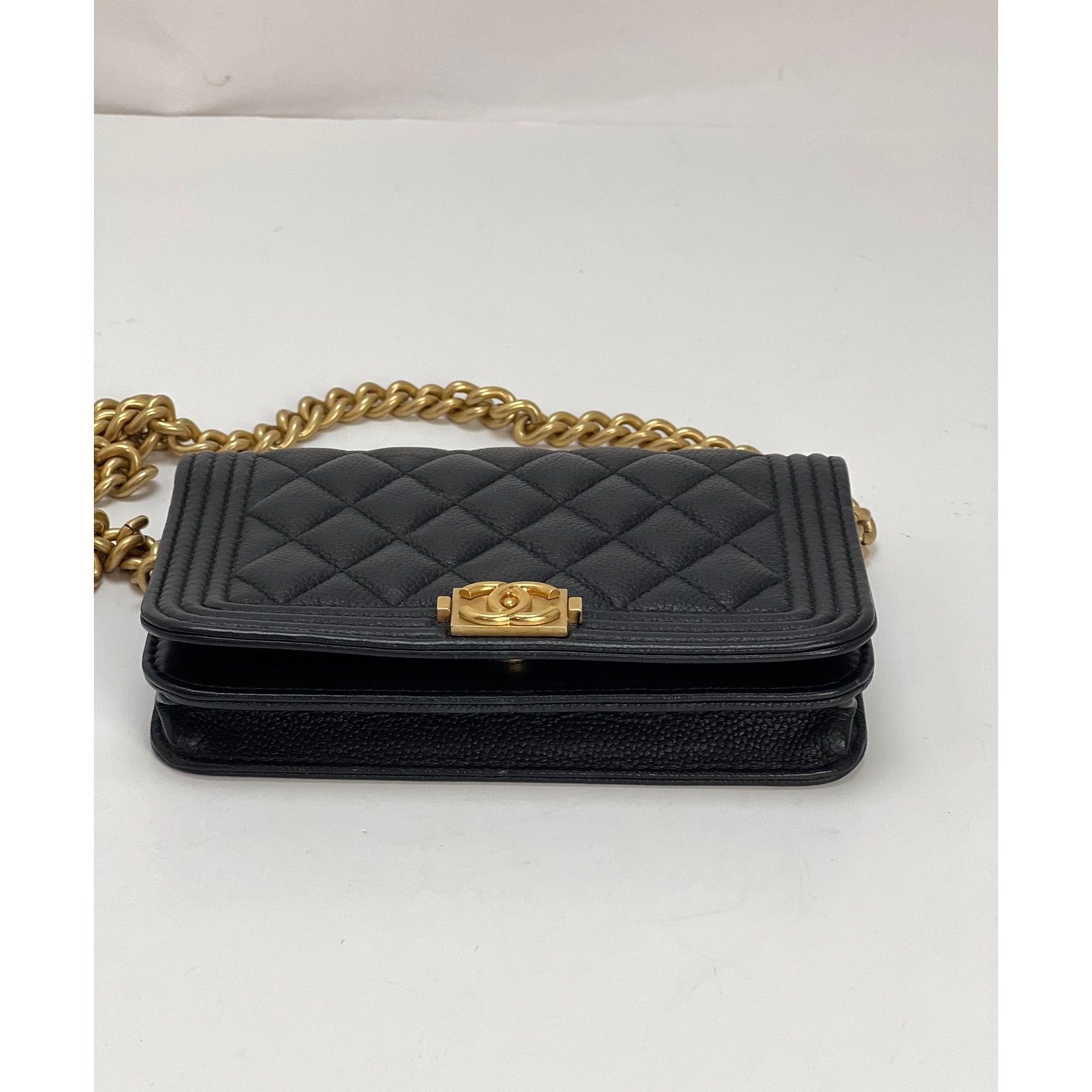 Chanel Caviar Quilted Mini Boy Clutch Wallet on a Chain Black - 5