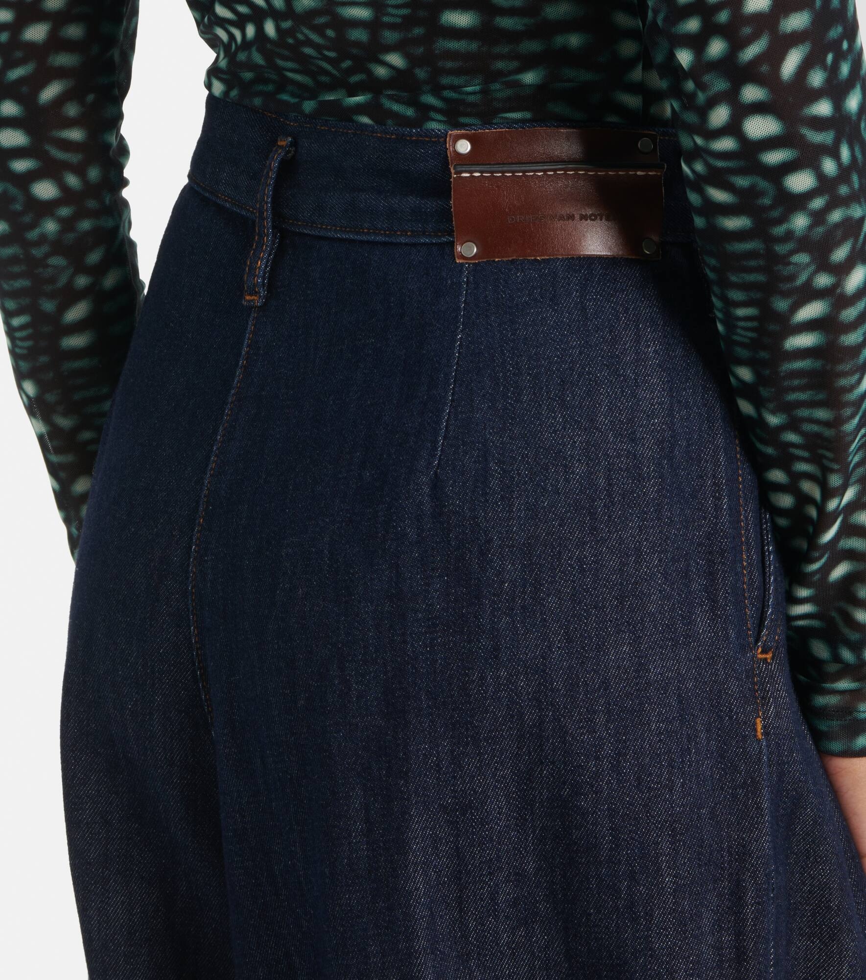 Pleated high-rise wide-leg pants - 6
