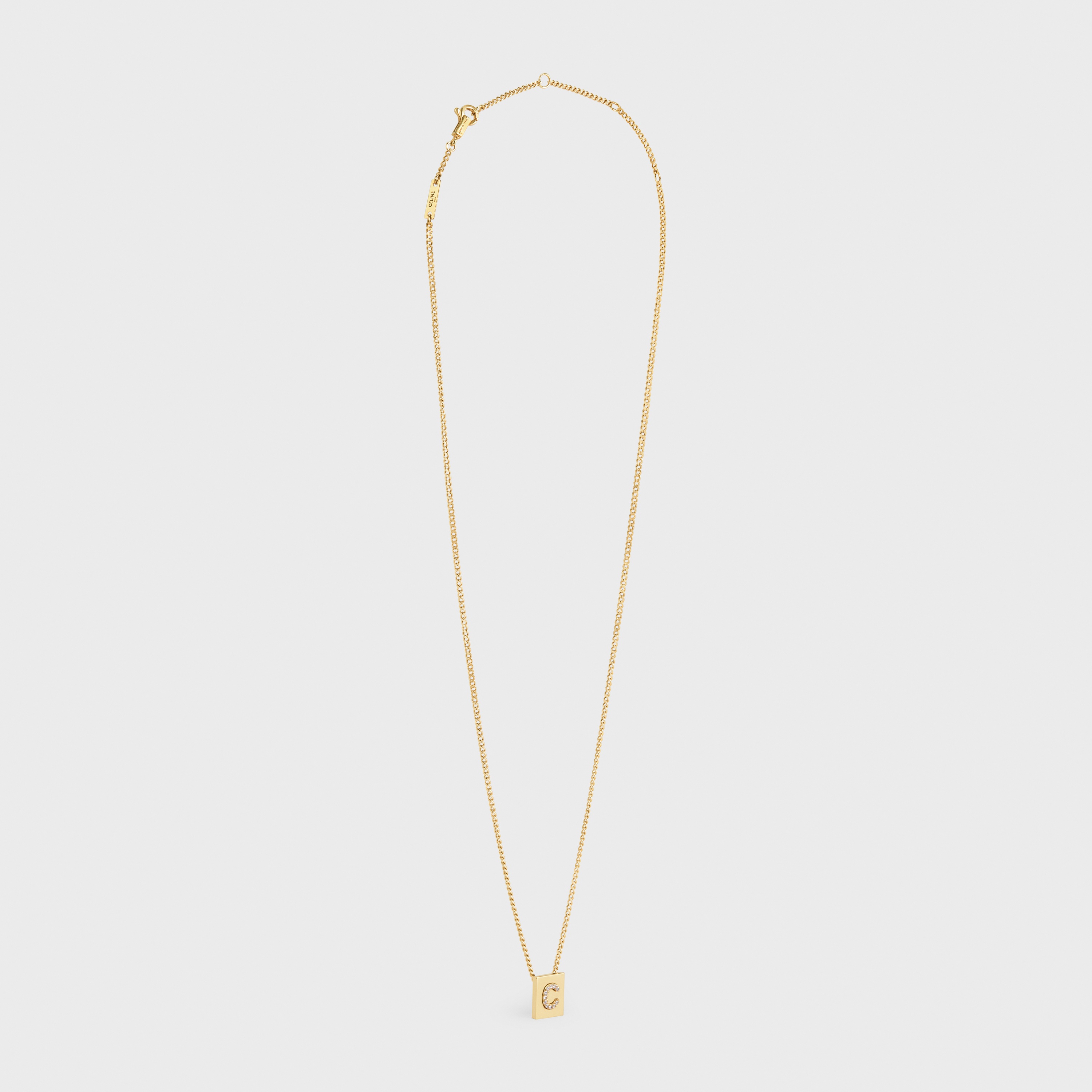 Alphabet Strass C Necklace in Brass with Gold FInish and Crystals - 3