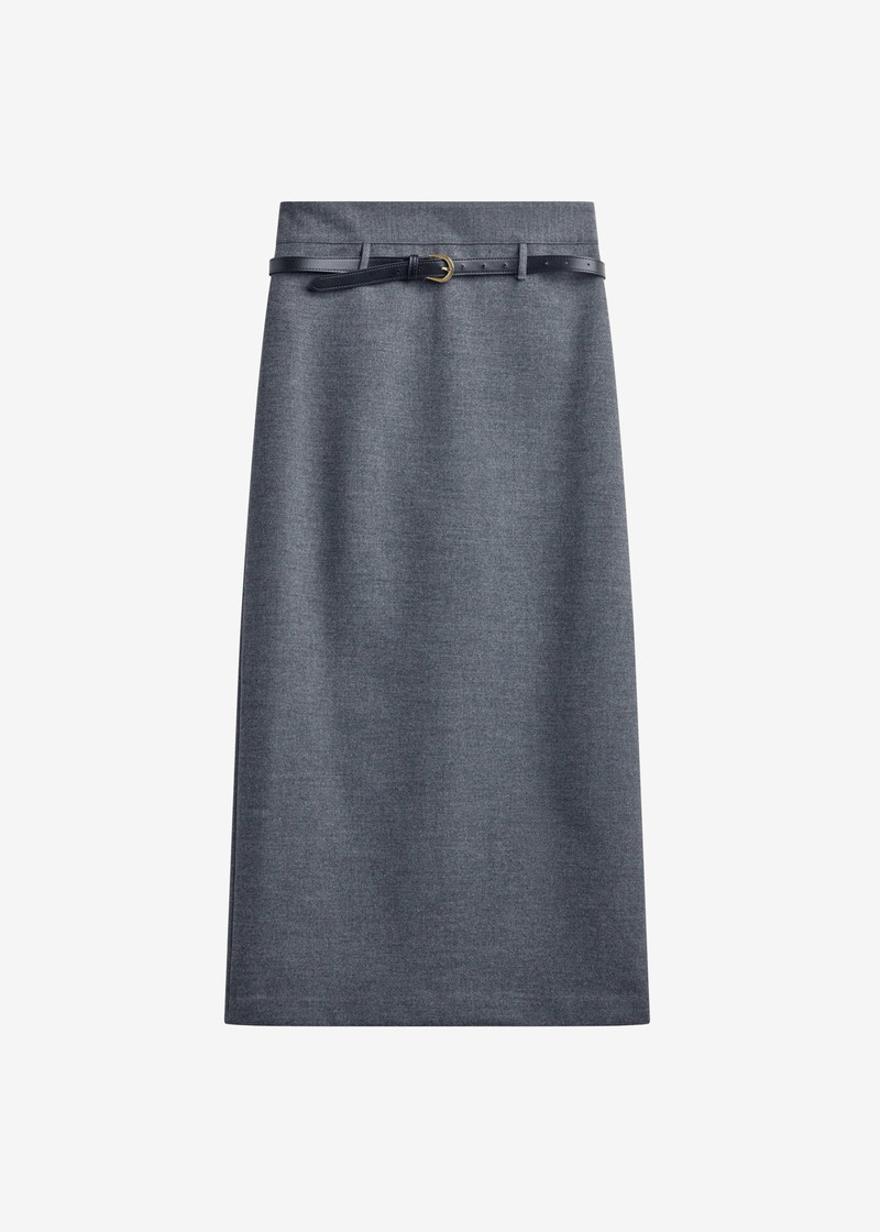 Mauvilly Belted Pencil Skirt - Grey 1