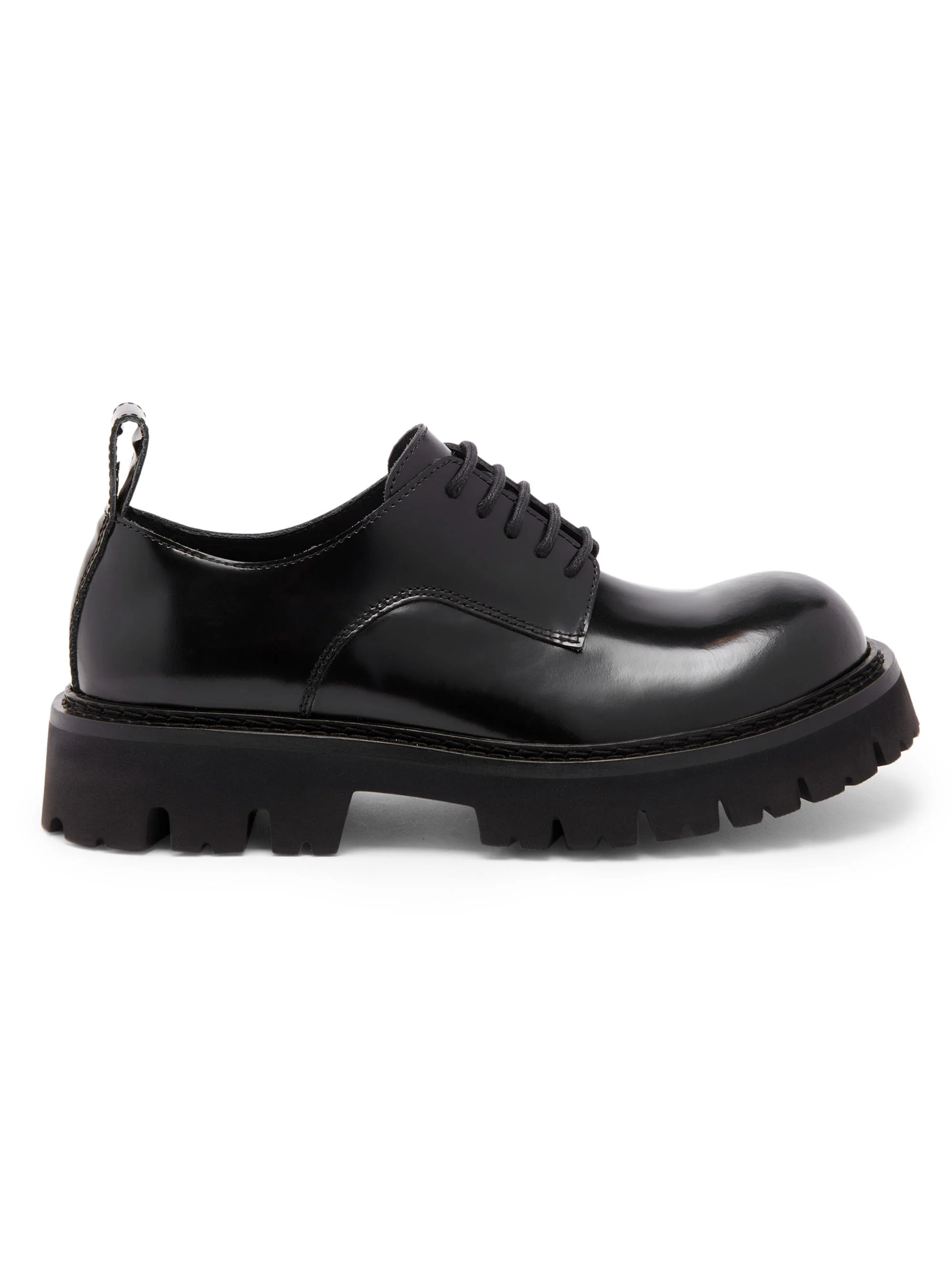 Men's Leather Lug Sole Shoes - Black - 1