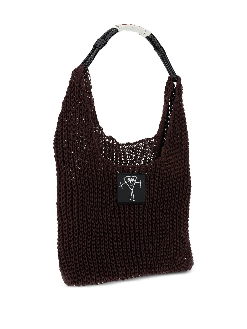 braided-handle mesh shoulder bag - 3