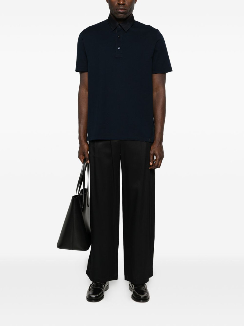 Brioni contrast-collar polo shirt outlook