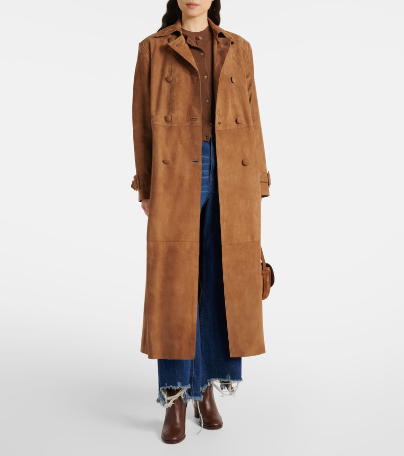NOUR HAMMOUR Tate suede trench coat outlook