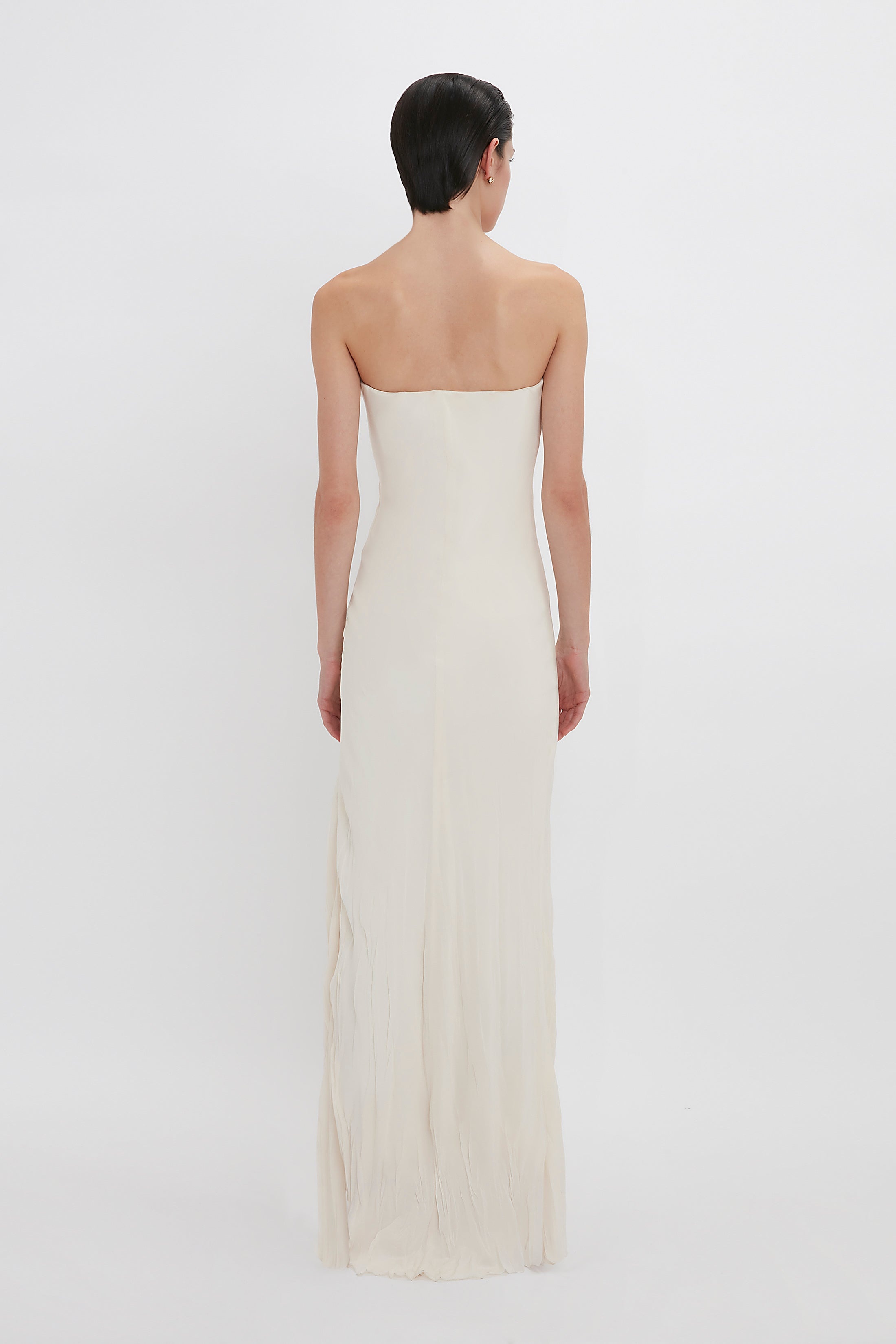 Exclusive Floor-Length Corset Detail Gown In Ivory - 4