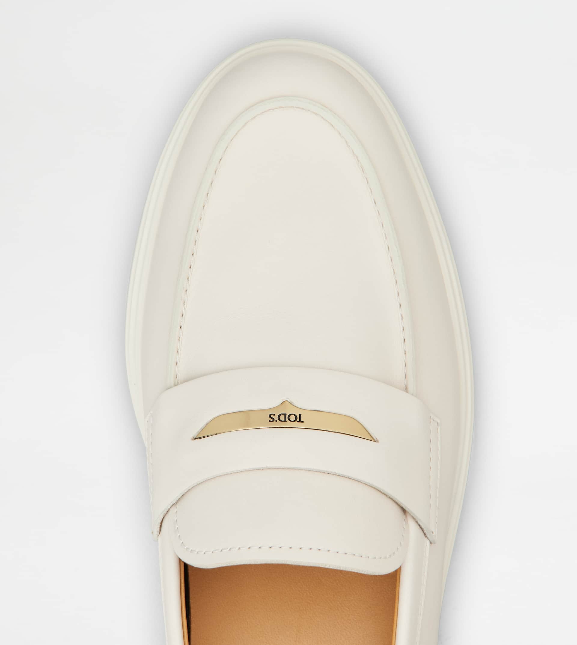 LOAFERS IN LEATHER - OFF WHITE - 5