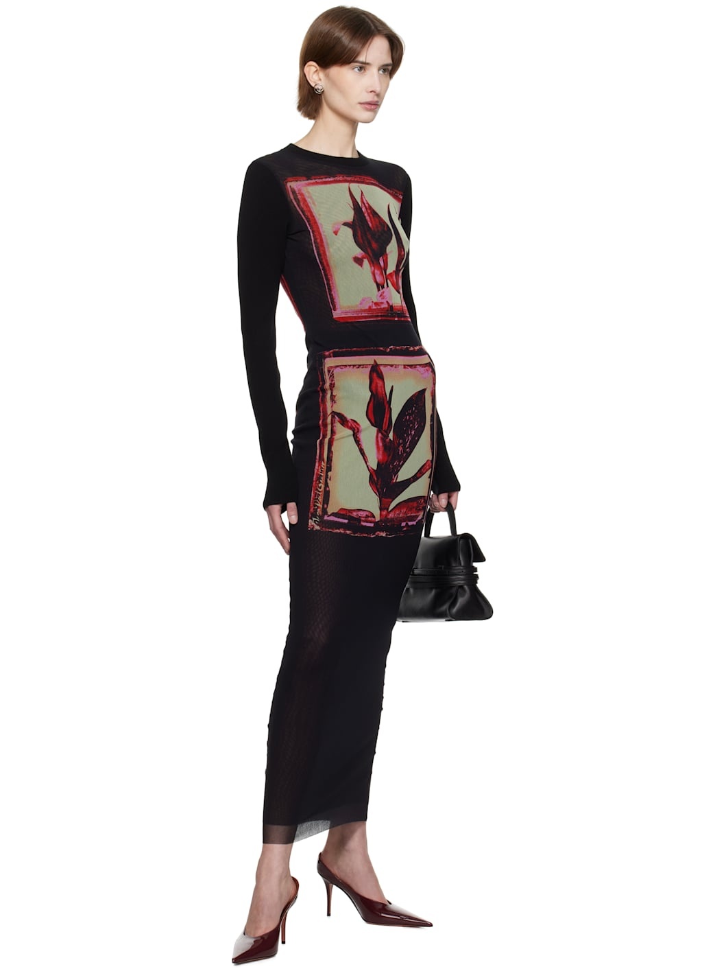 Black Flowers Cadres Maxi Dress - 4