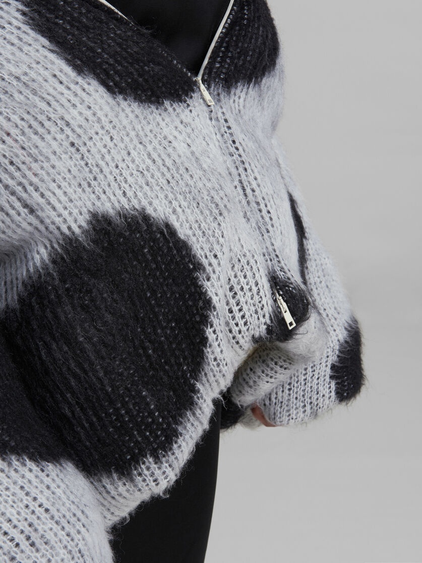 WHITE OVERSIZED MOHAIR JACKET WITH POLKA DOTS - 5