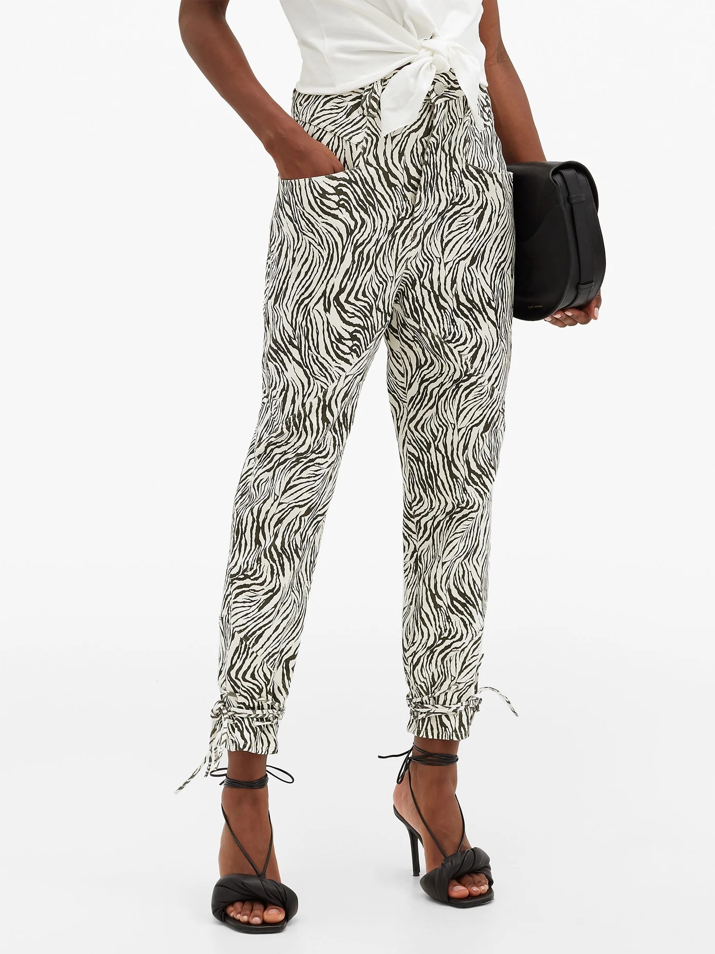 Badeloisa high-rise zebra-print leather trousers - 6