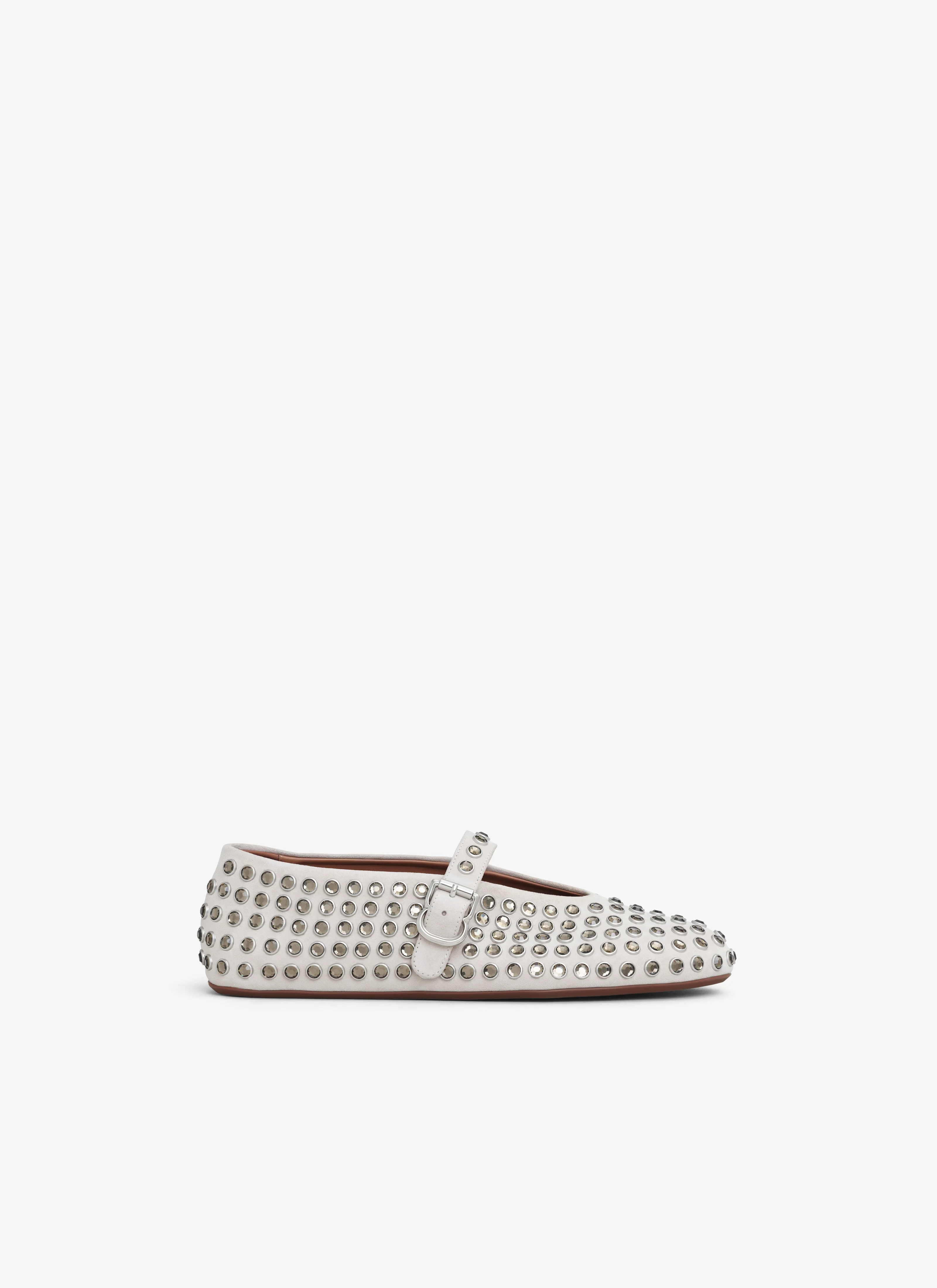 STRASS SUEDE BALLET FLATS - 1