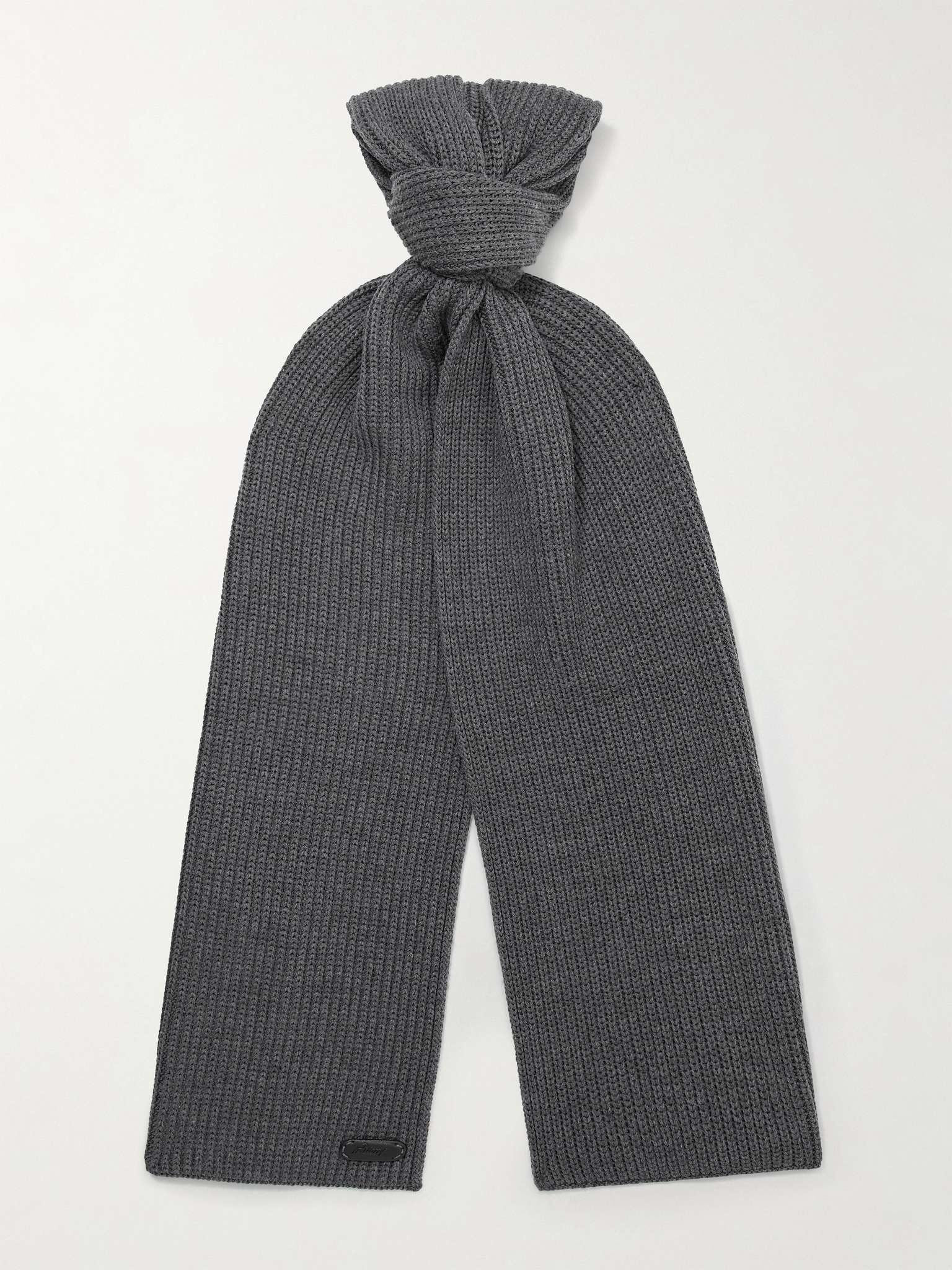 Logo-Appliquéd Ribbed Wool Scarf - 1