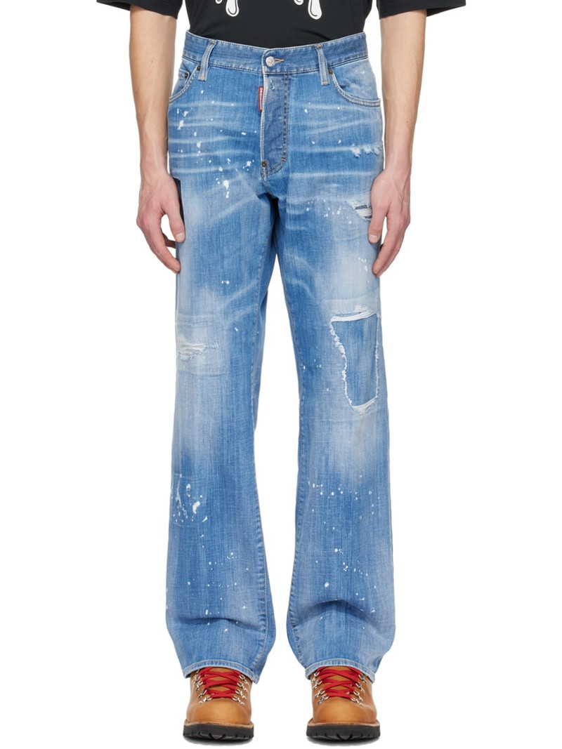 distressed mid-rise straight-leg jeans - 1
