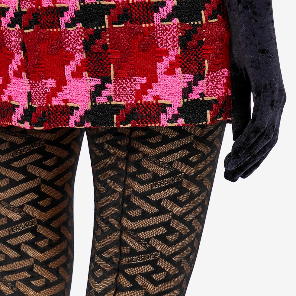 Versace Red Monogram Tights Versace