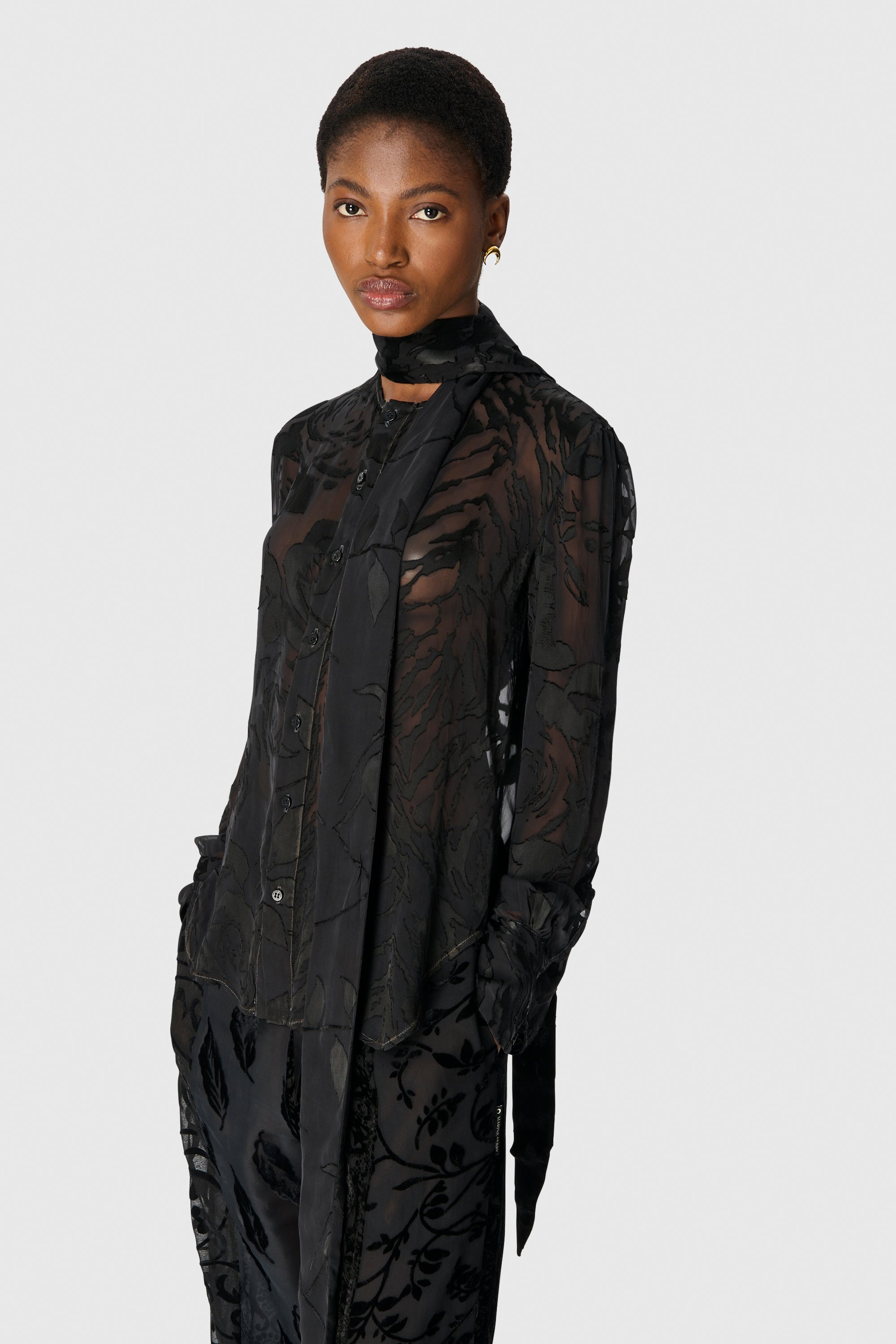 Regenerated Raso Silk Scarves LS Blouse - 3