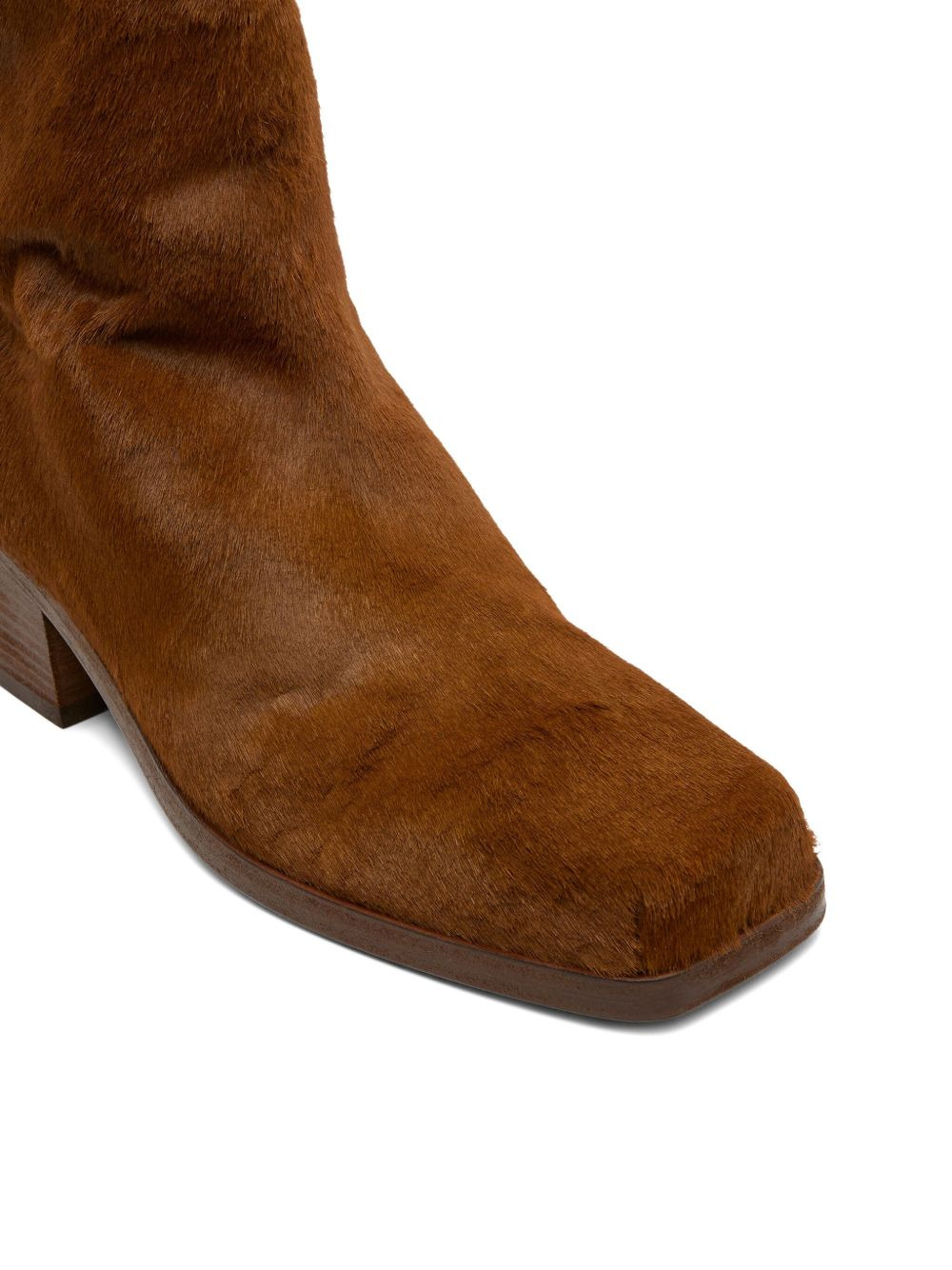 square-toe calf hair boots - 3
