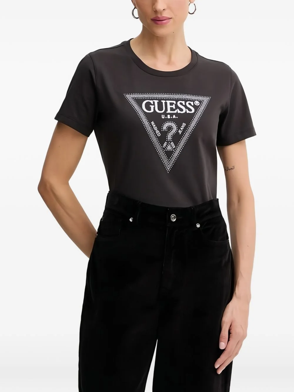 Triangle-logo cotton T-shirt - 1