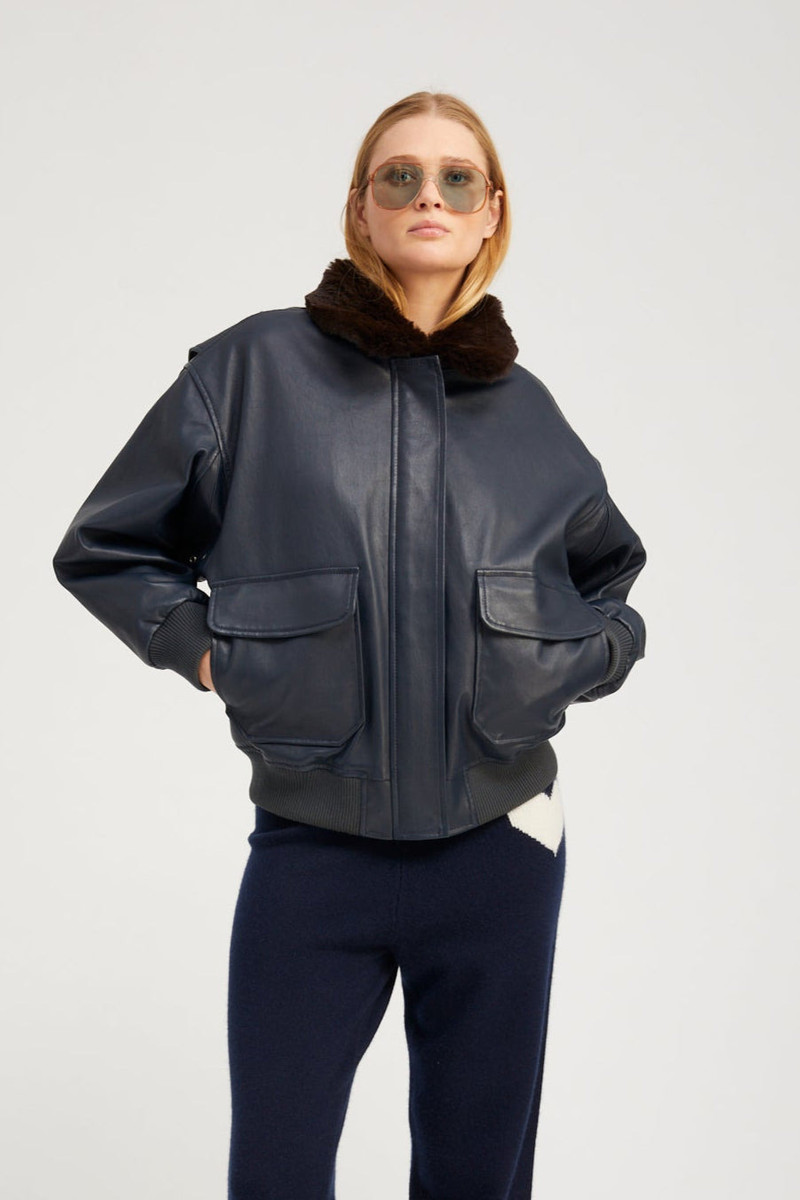 MIDNIGHT LEATHER VINTAGE AVIATOR JACKET 1