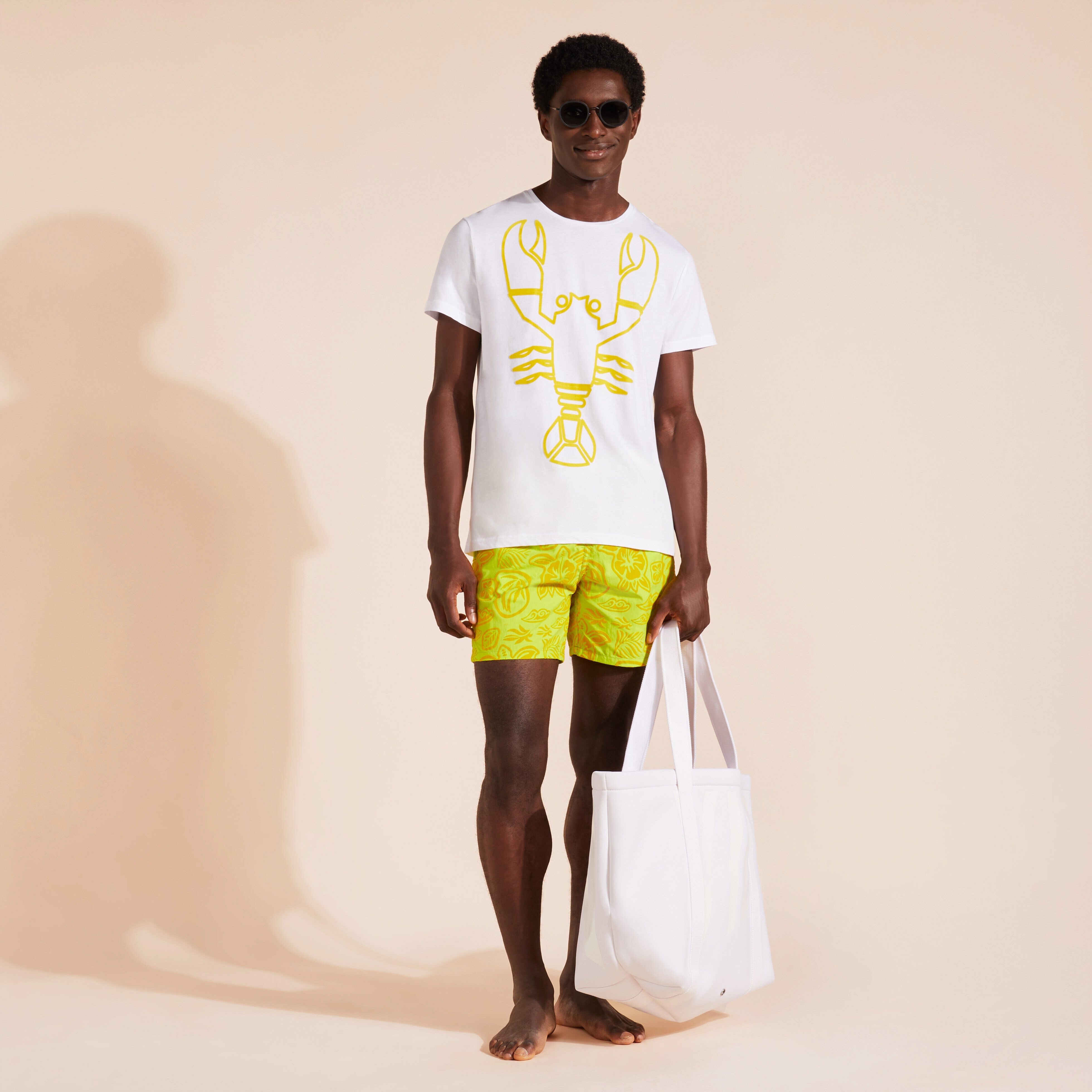 Men Organic Cotton T-Shirt Placed Flocked Lobster - 5